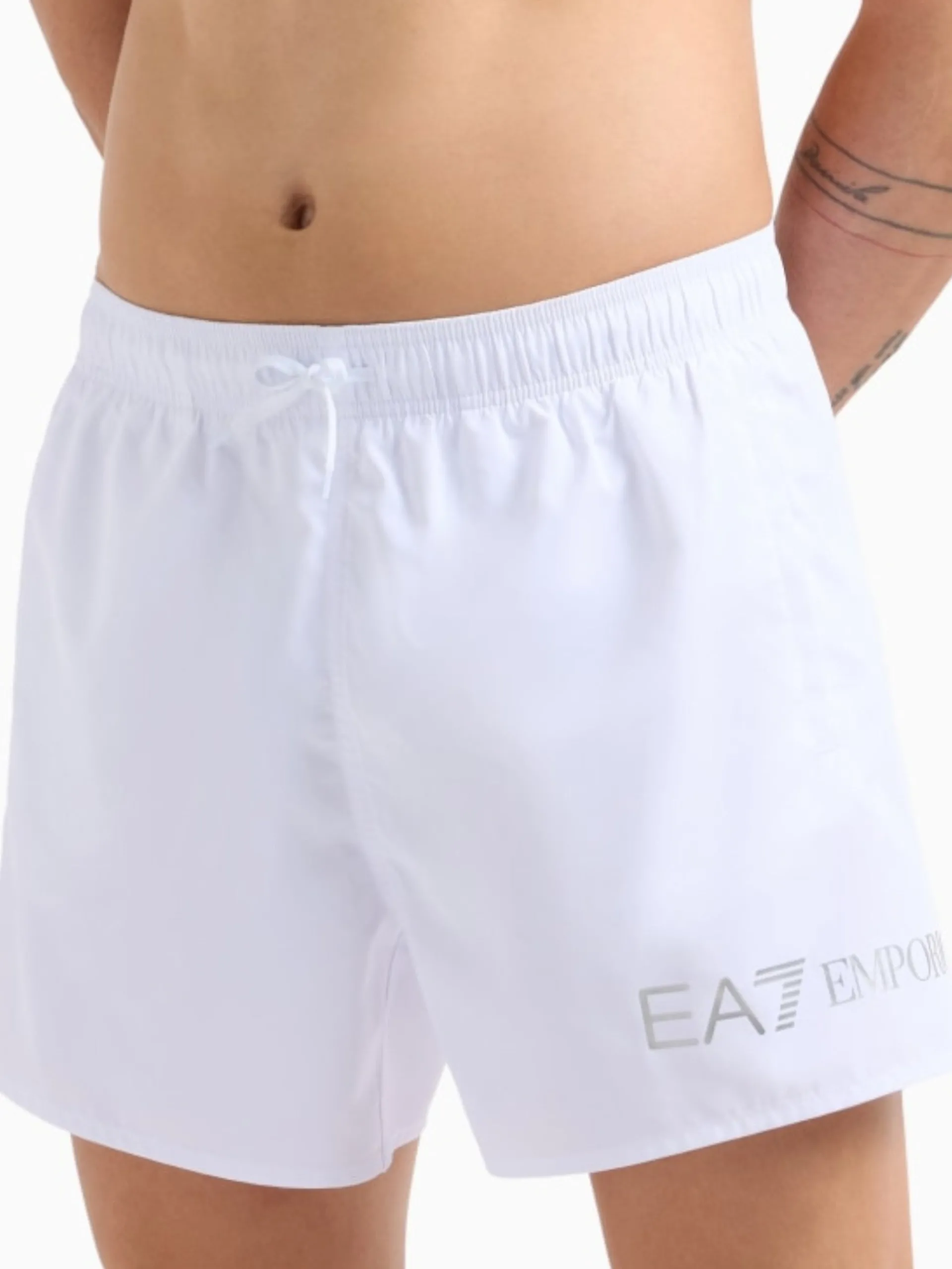 EMPORIO ARMANI 7 Boxer*Costume mare Emporio Armani EA7 bianco da uomo con logo argento Boxer 7M000519AF13049 M0076