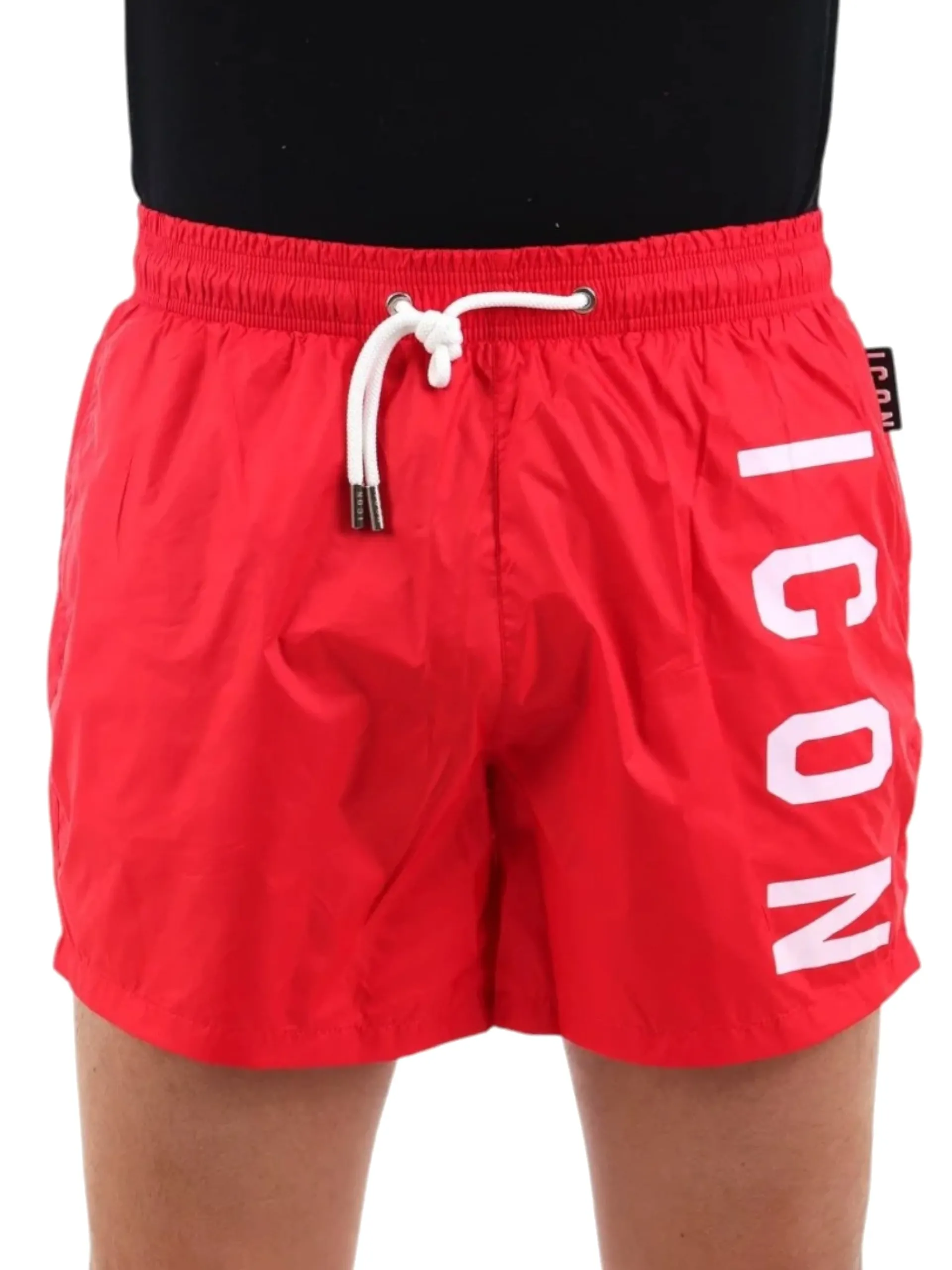 ICON Boxer*Costume mare rosso da uomo logo verticale ICUS2S5W002