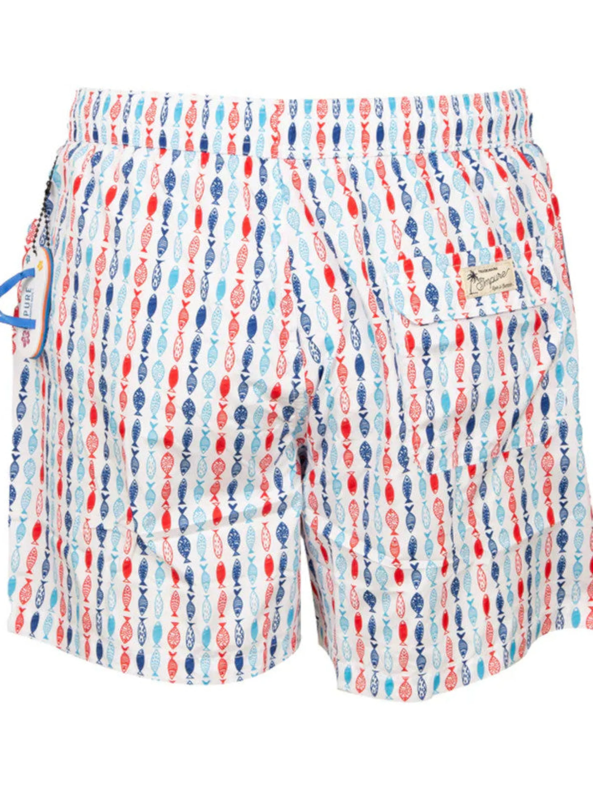 IMPURE Boxer*Costume mare bianco da uomo con pesci Swimming Trunks STS4479