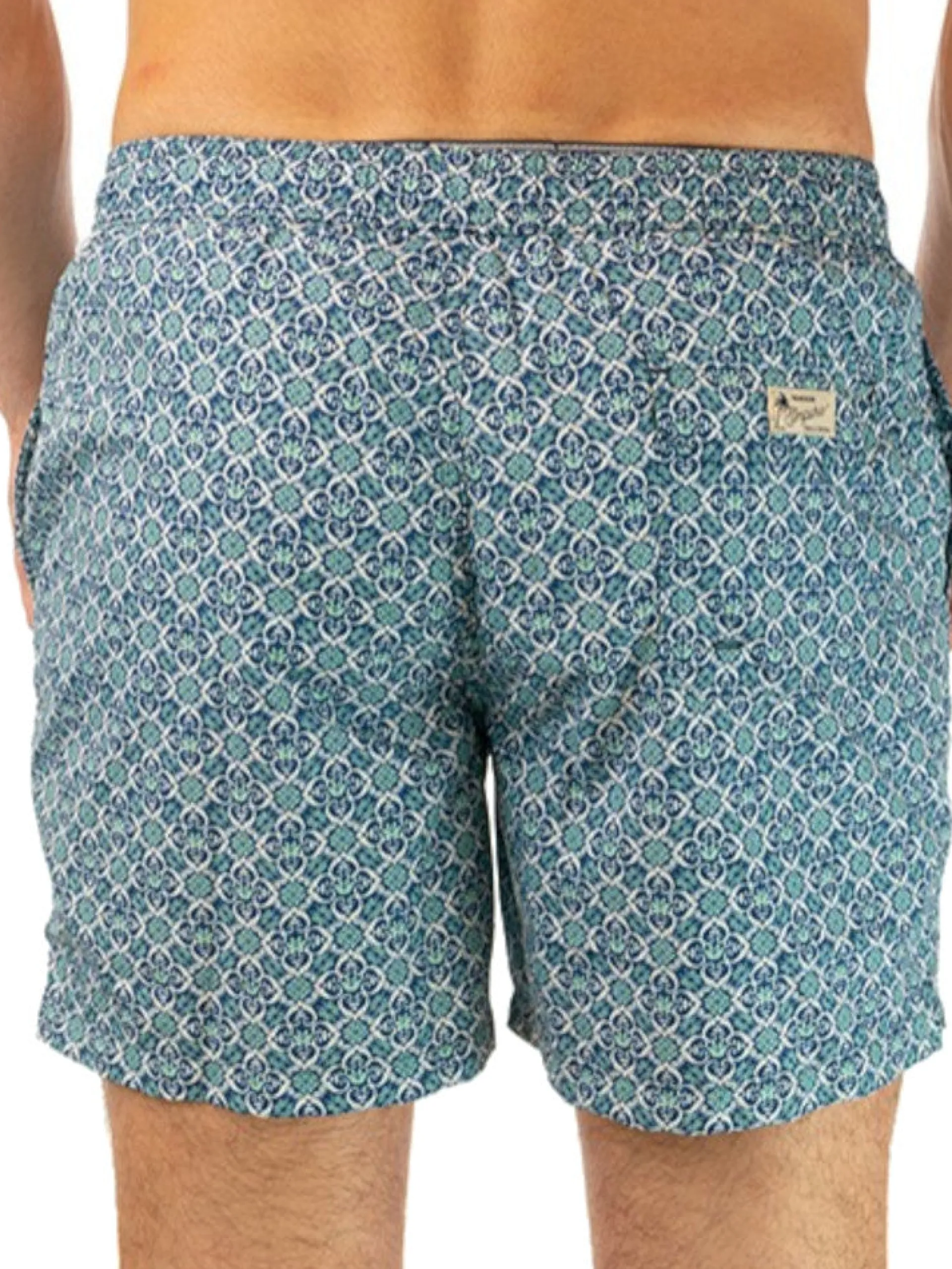 IMPURE Boxer*Costume mare verde da uomo con fiori Swimming Trunks STS4467