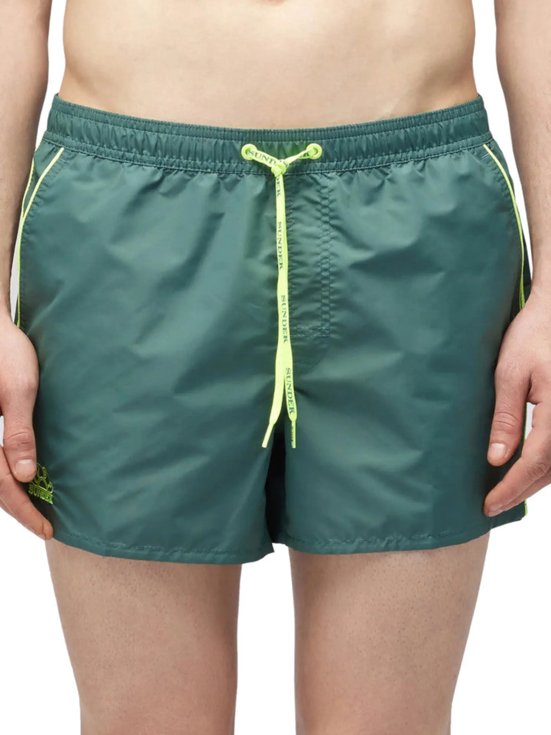 SUNDEK Boxer*Costume mare verde da uomo logo ricamato Boardshort M700BDTA100