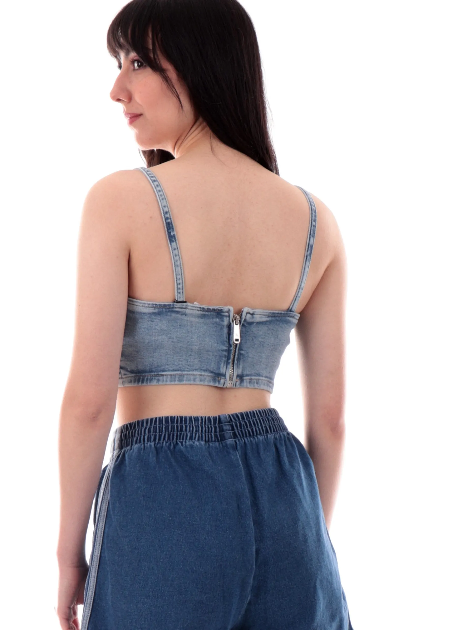 CALVIN KLEIN Maglie*Crop Top Bralette jeans denim J20J2255151AA