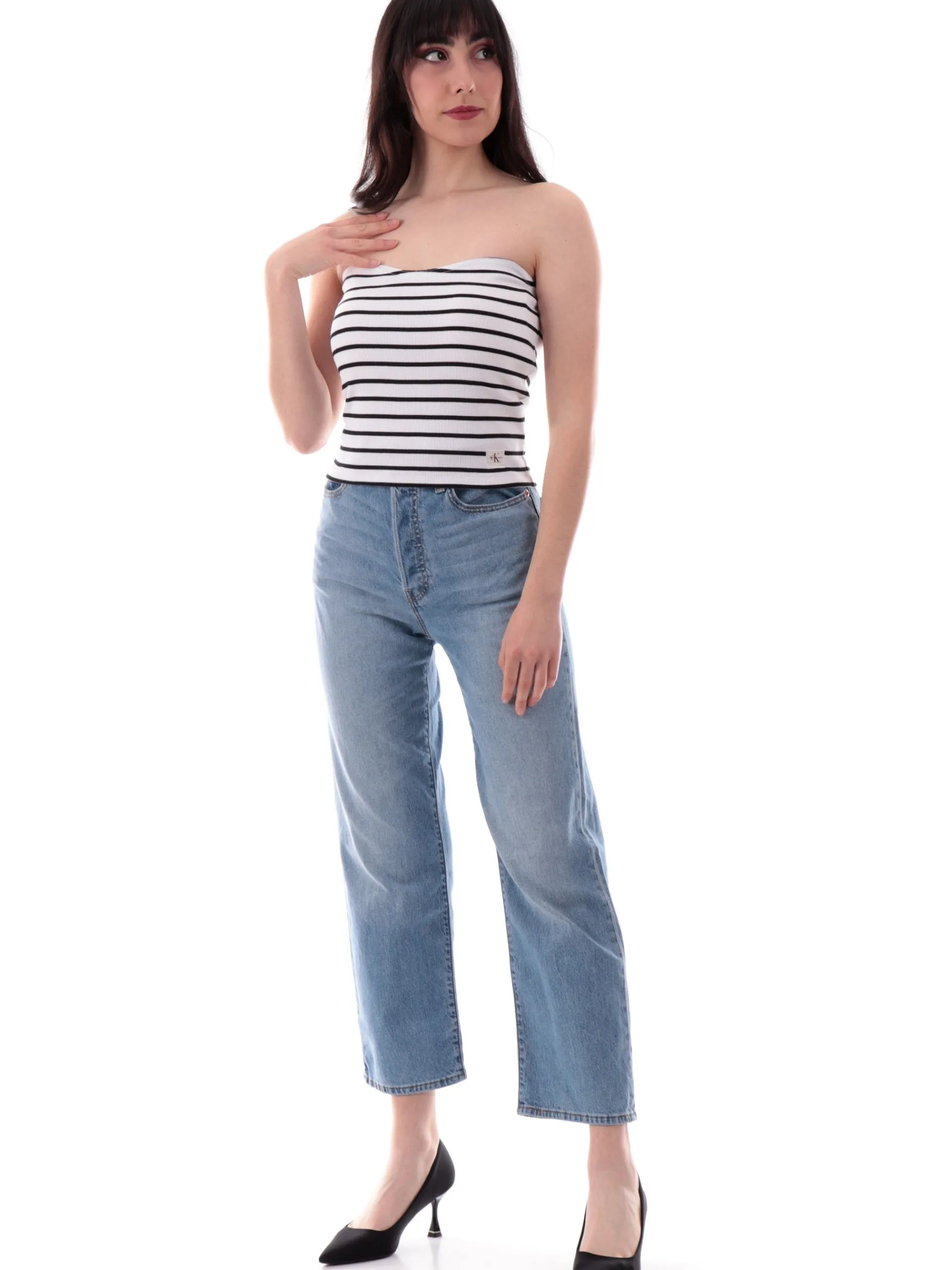 CALVIN KLEIN Maglie*Crop top a fascia bianco J20J225310 0K4