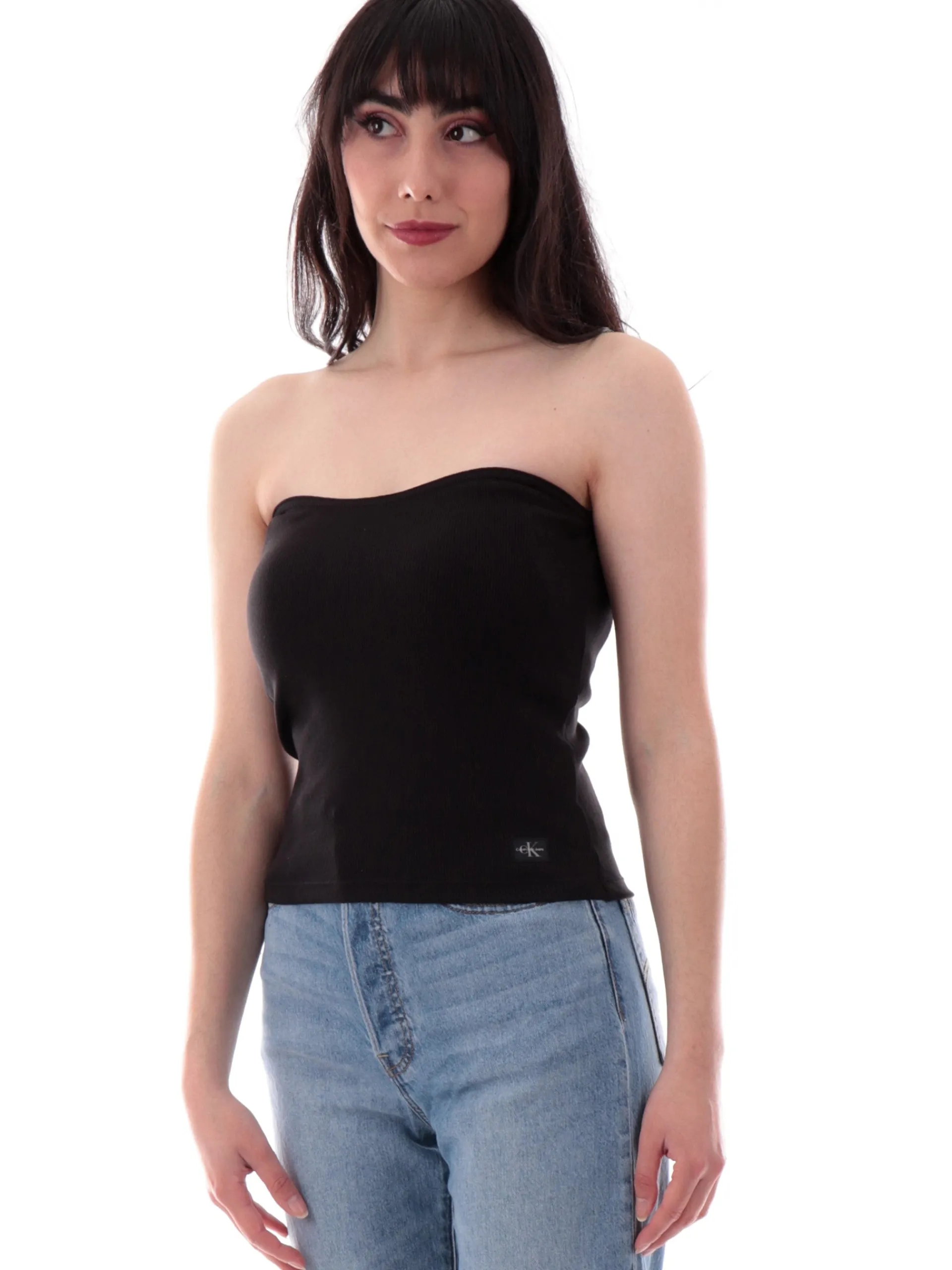 CALVIN KLEIN Maglie*Crop top a fascia bianco J20J225310 BEH