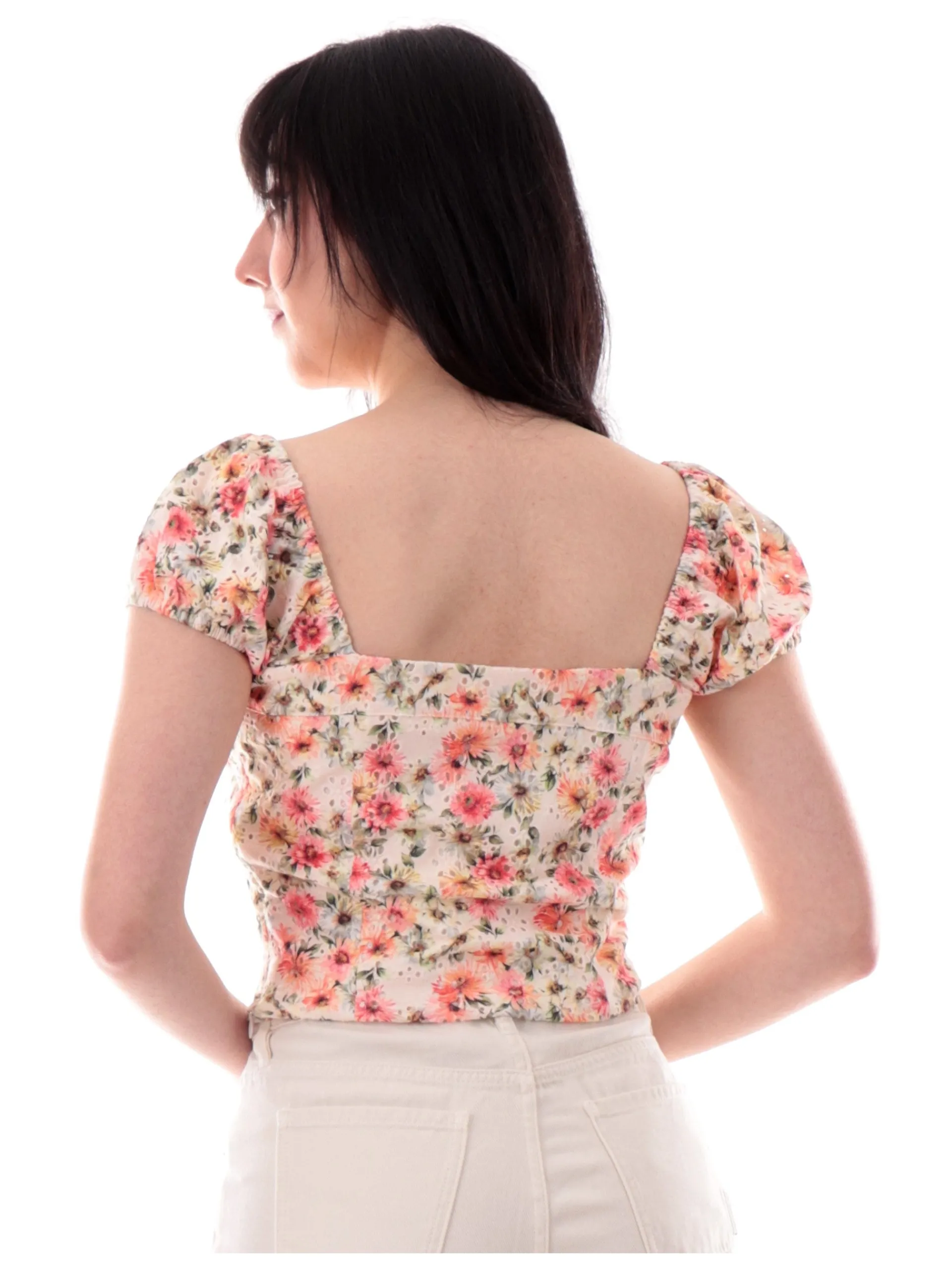 GUESS Maglie*Crop Top a fiori da donna sangallo bustier corsetto Eliane a fiori W5GP13KCVA1