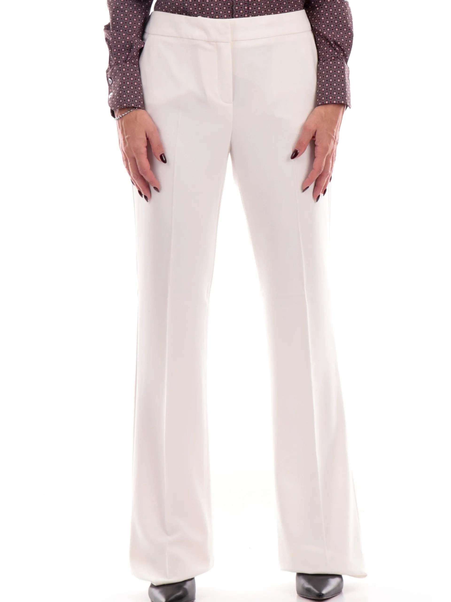 EMME MARELLA Pantaloni*pantaloni bianchi da donna a zampa NIGELLA2