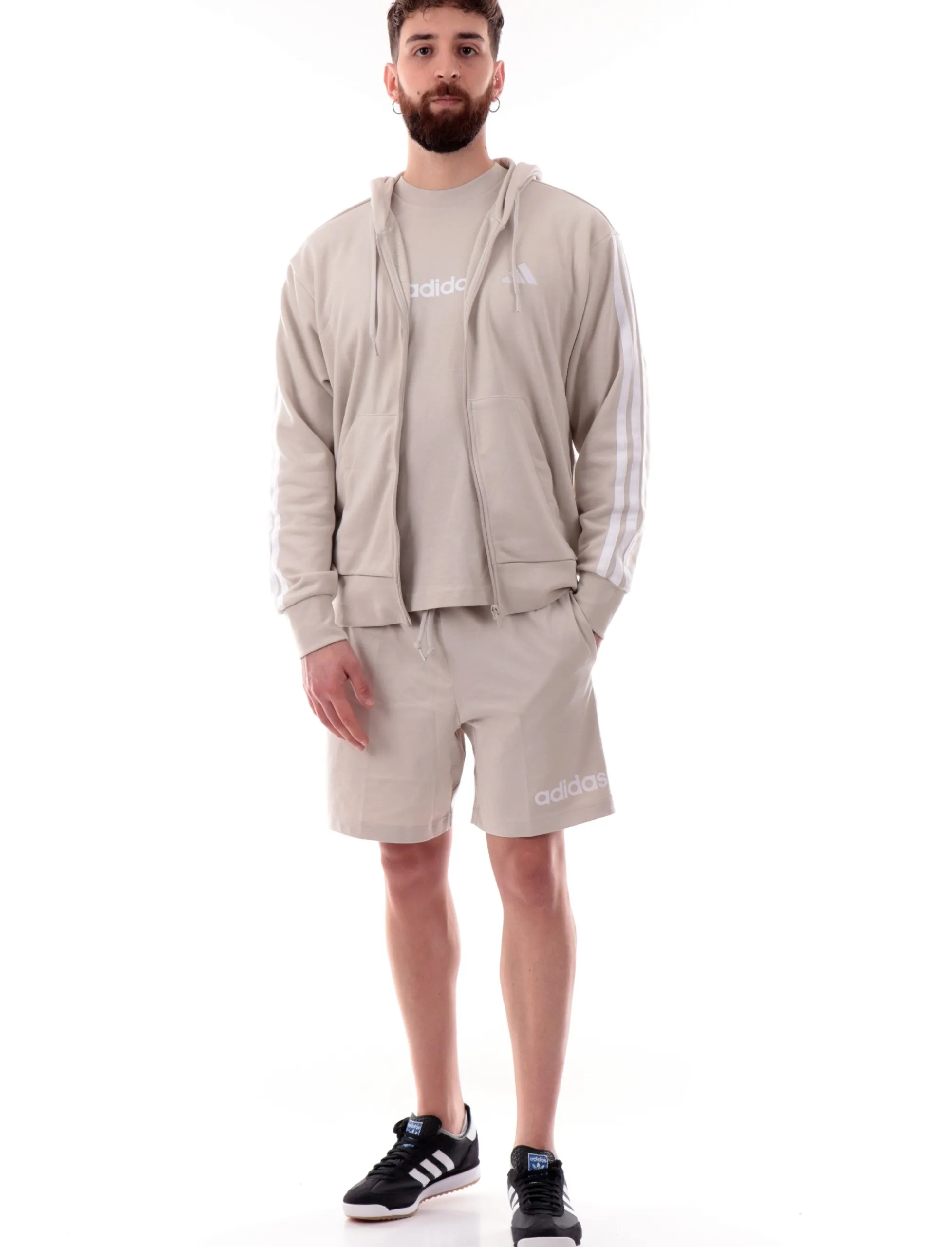 ADIDAS EQUIPMENT Felpe*Felpa Adidas beige da uomo full zip con cappuccio JE6340