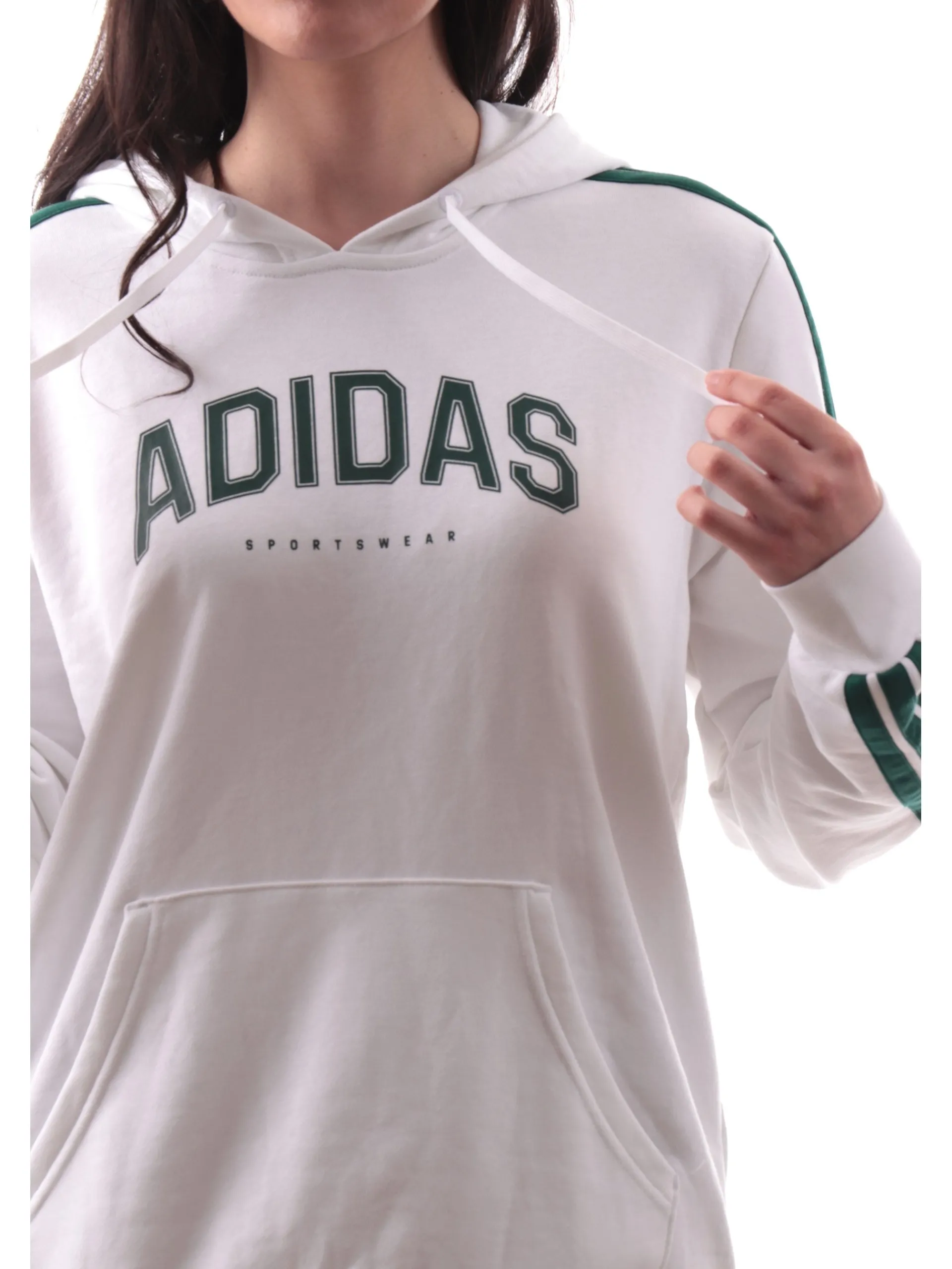 ADIDAS EQUIPMENT Felpe*Felpa Adidas bianca vintage da donna 3Stripes verdi JV9149