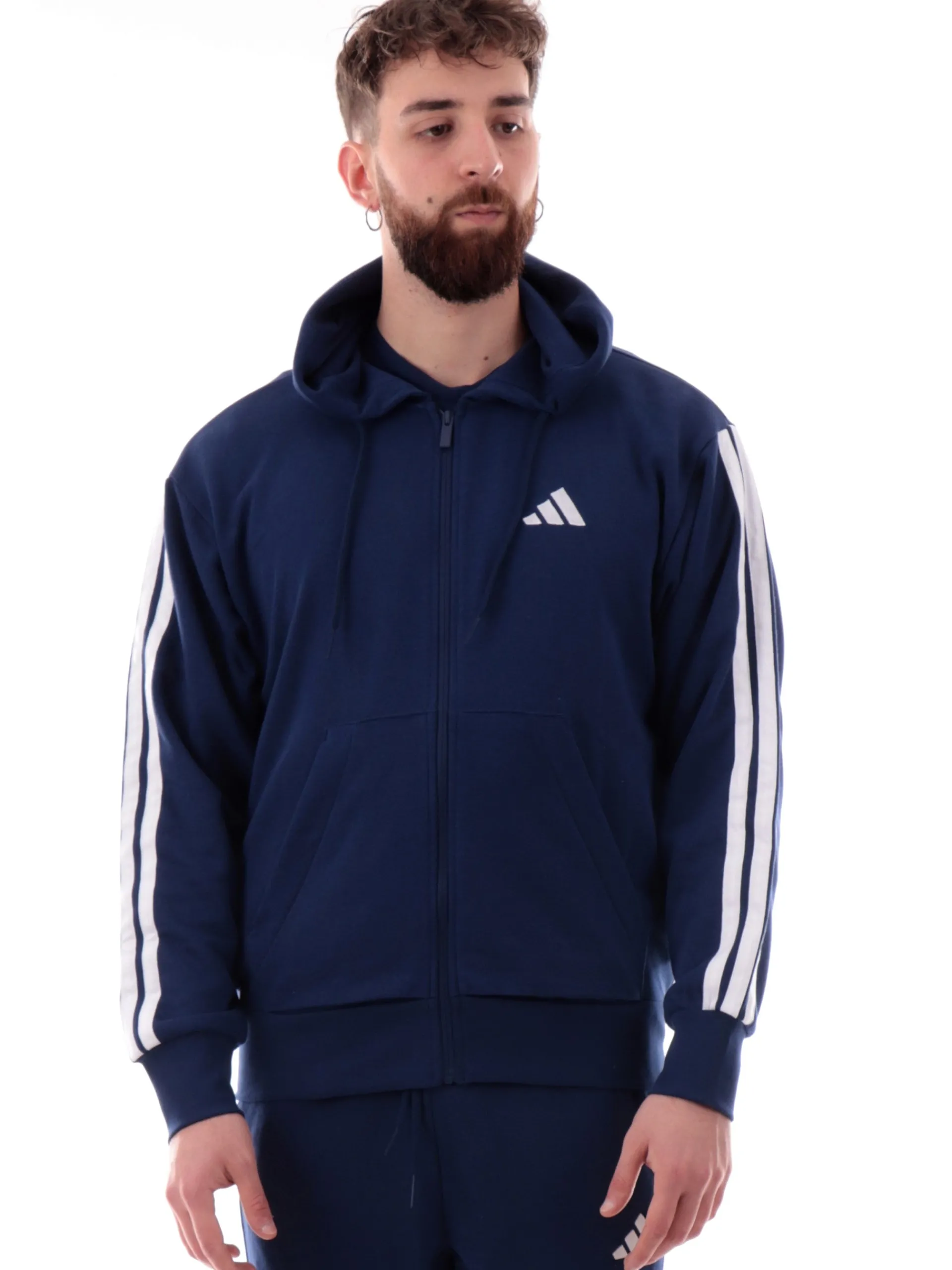 ADIDAS EQUIPMENT Felpe*Felpa Adidas blu da uomo 3Stripes full zip con cappuccio JE6341