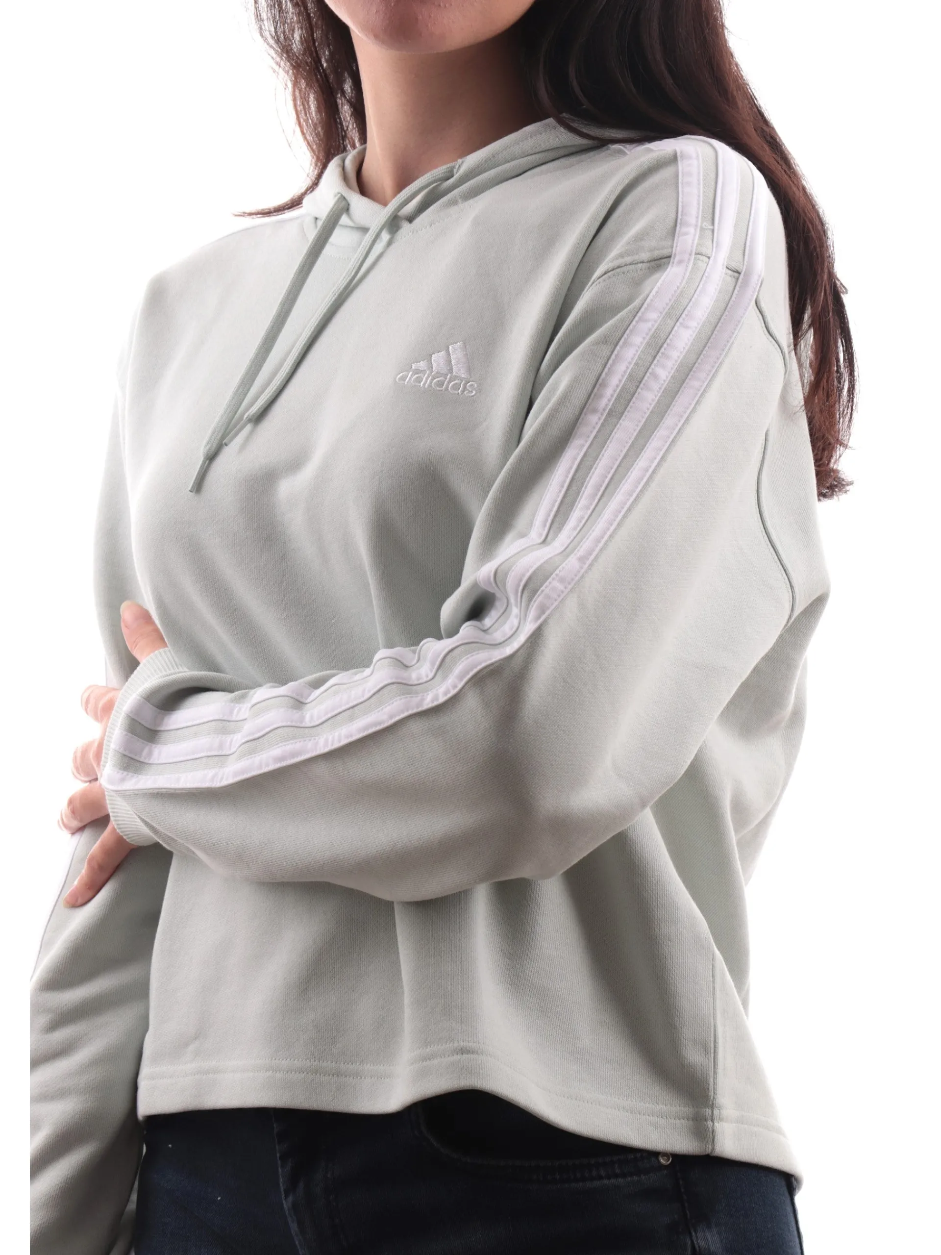 ADIDAS EQUIPMENT Felpe*Felpa Adidas donna verde pastello menta con cappuccio 3stripes IY4215