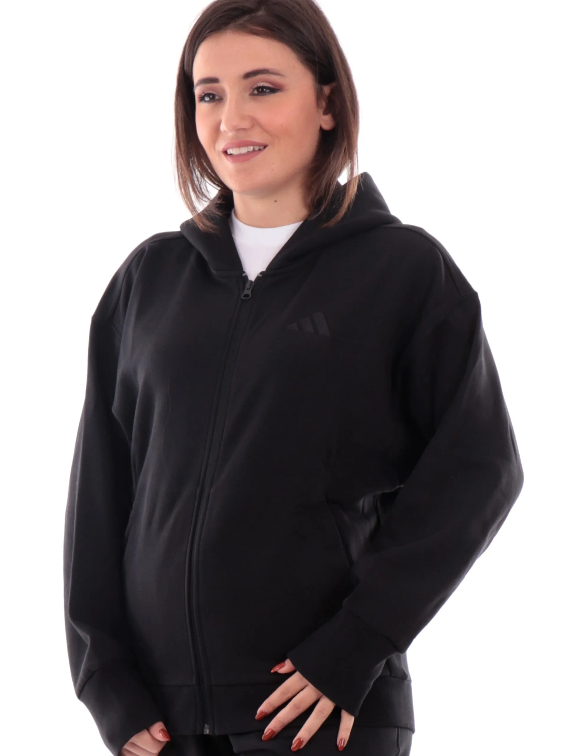 ADIDAS EQUIPMENT Felpe*Felpa Adidas nera da donna full zip con cappuccio IX38