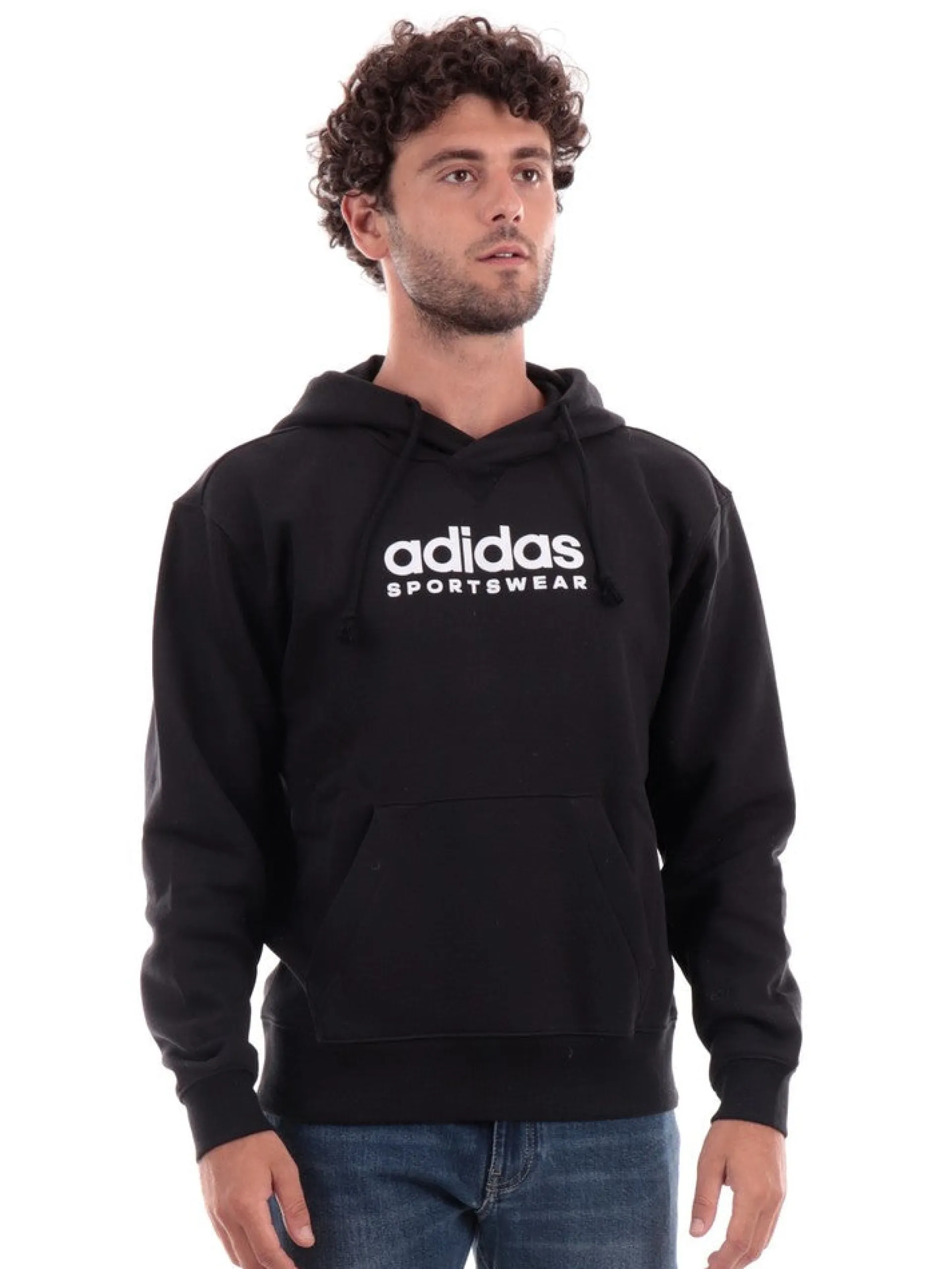 ADIDAS EQUIPMENT Felpe*Felpa Adidas nera da uomo maxi logo IC97