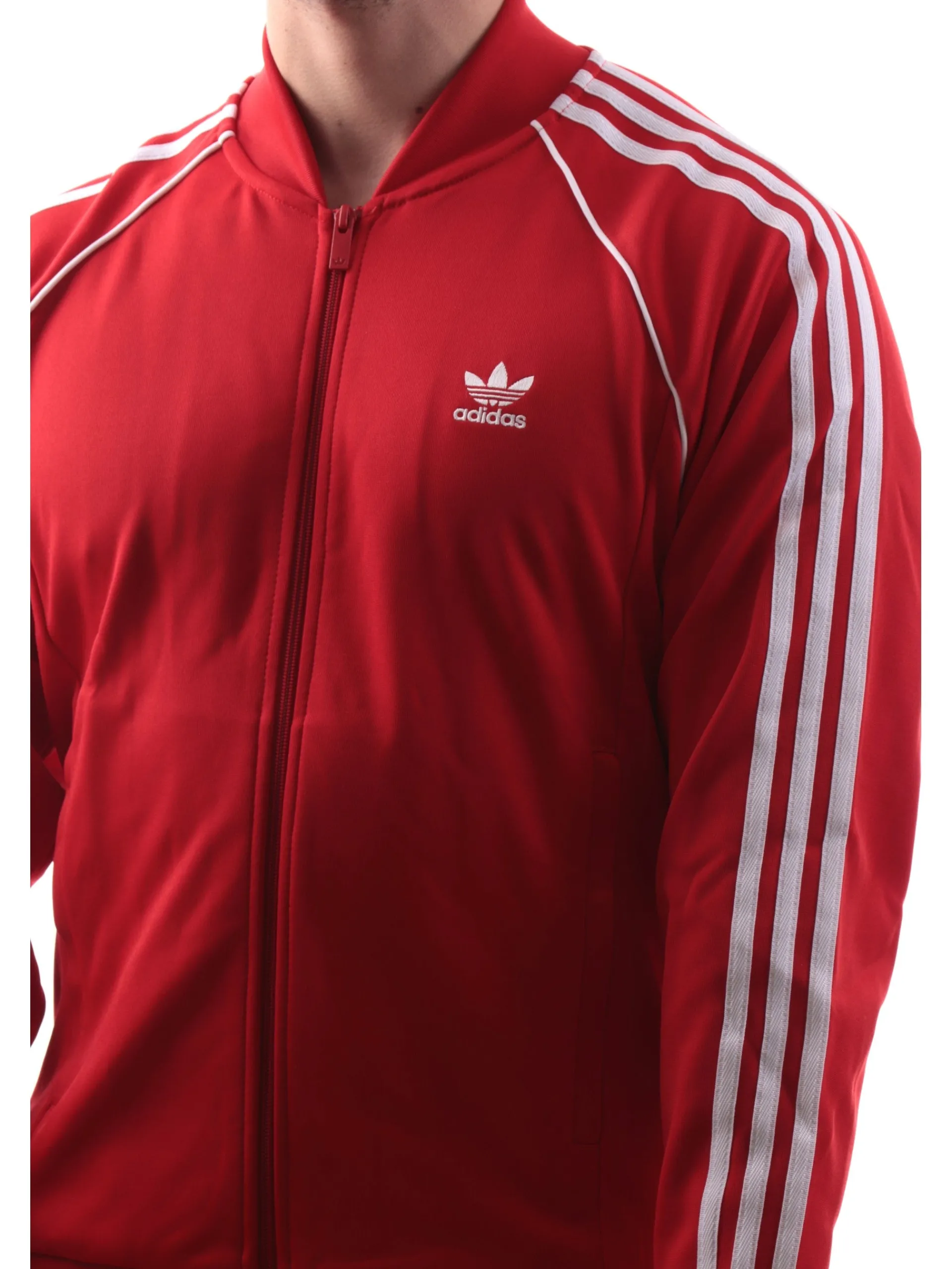 ADIDAS ORIGINALS Felpe*Felpa Adidas rossa da uomo full zip 3Stripes logo ricamato IL2494