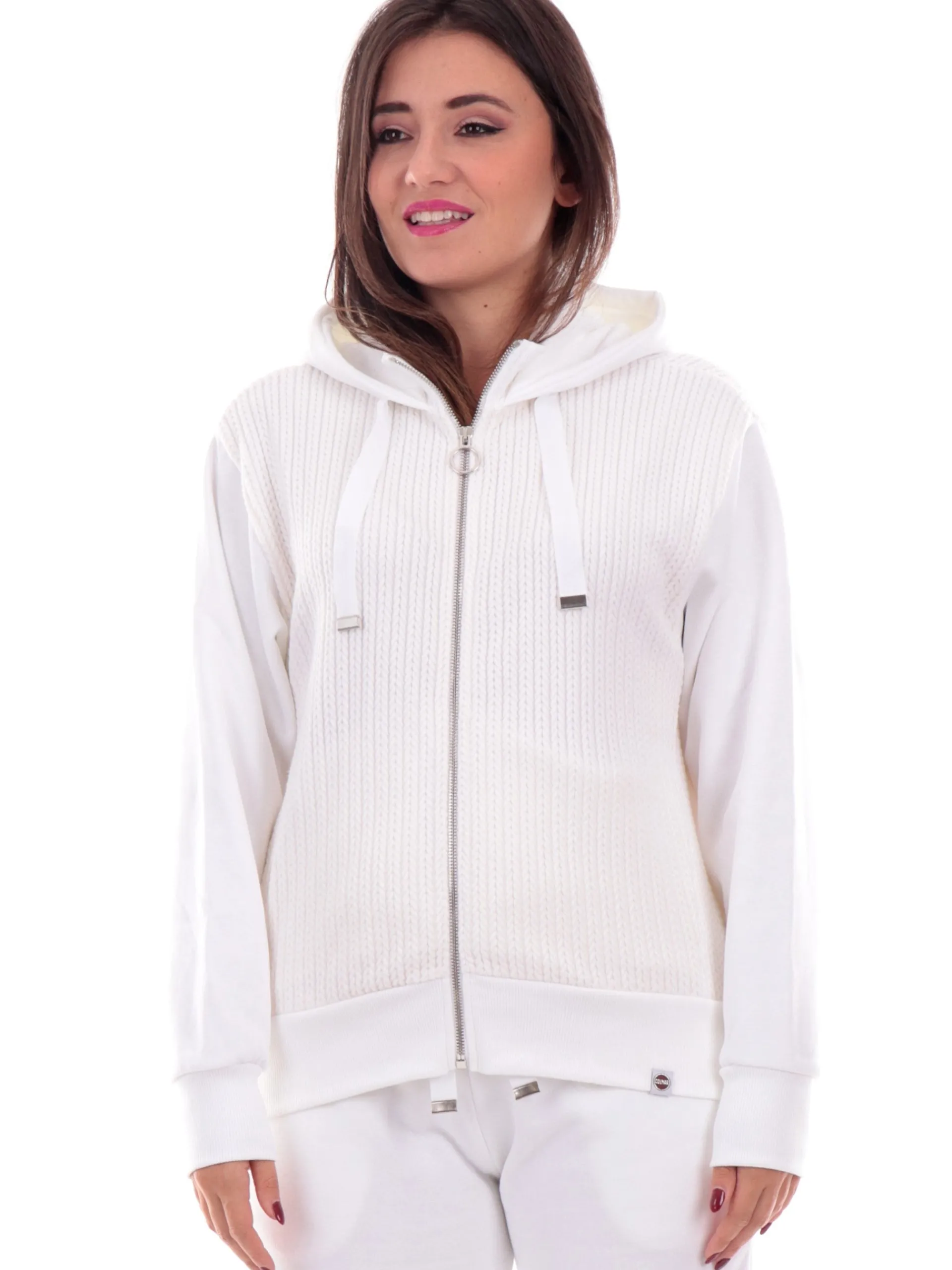 COLMAR Felpe*Felpa bianca da donna full zip con cappuccio 92676YO