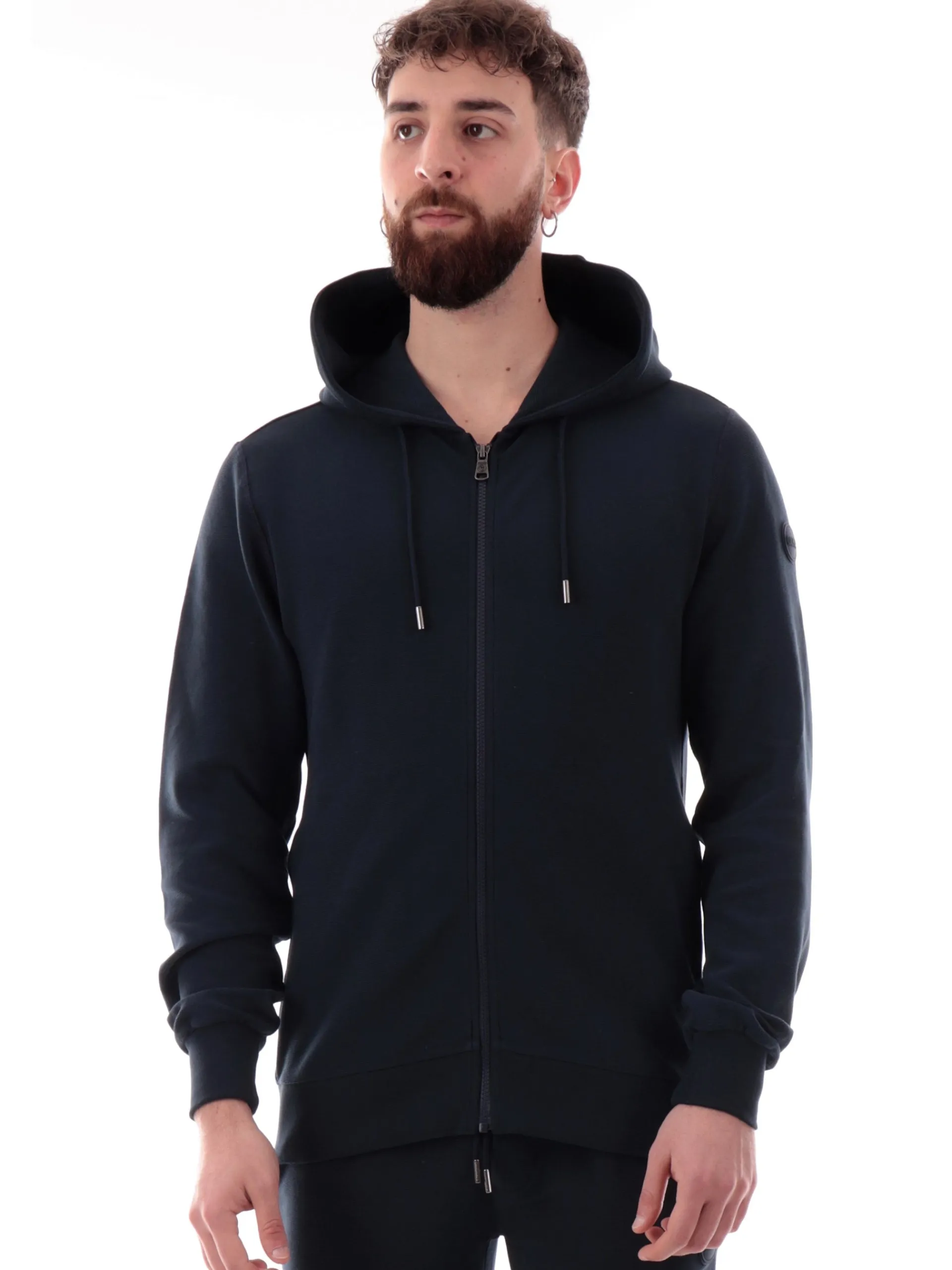 COLMAR Felpe*Felpa blu full zip con cappuccio da uomo patch gommato 6154R1XL