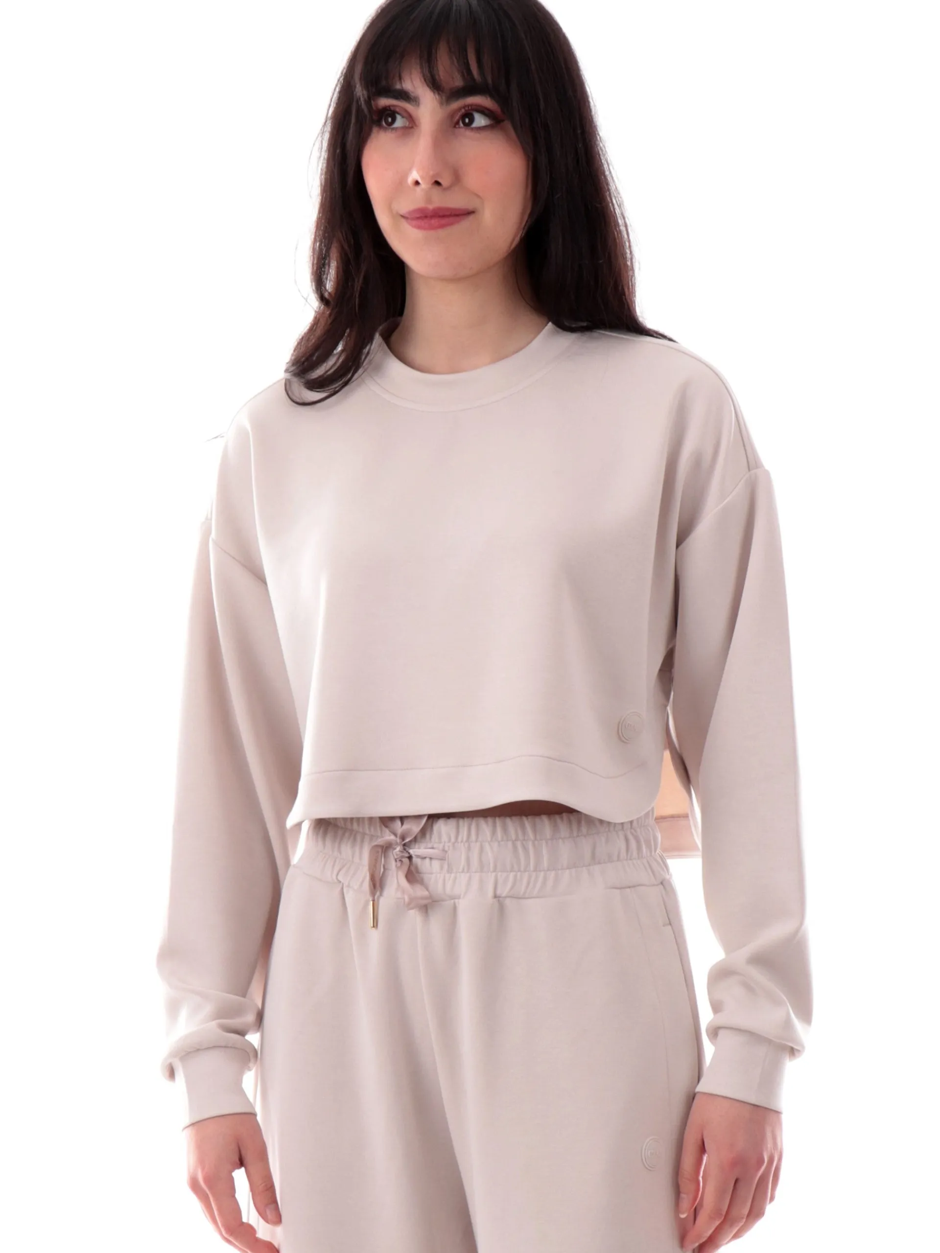 COLMAR Felpe*Felpa crop beige da donna girocollo 92291YH