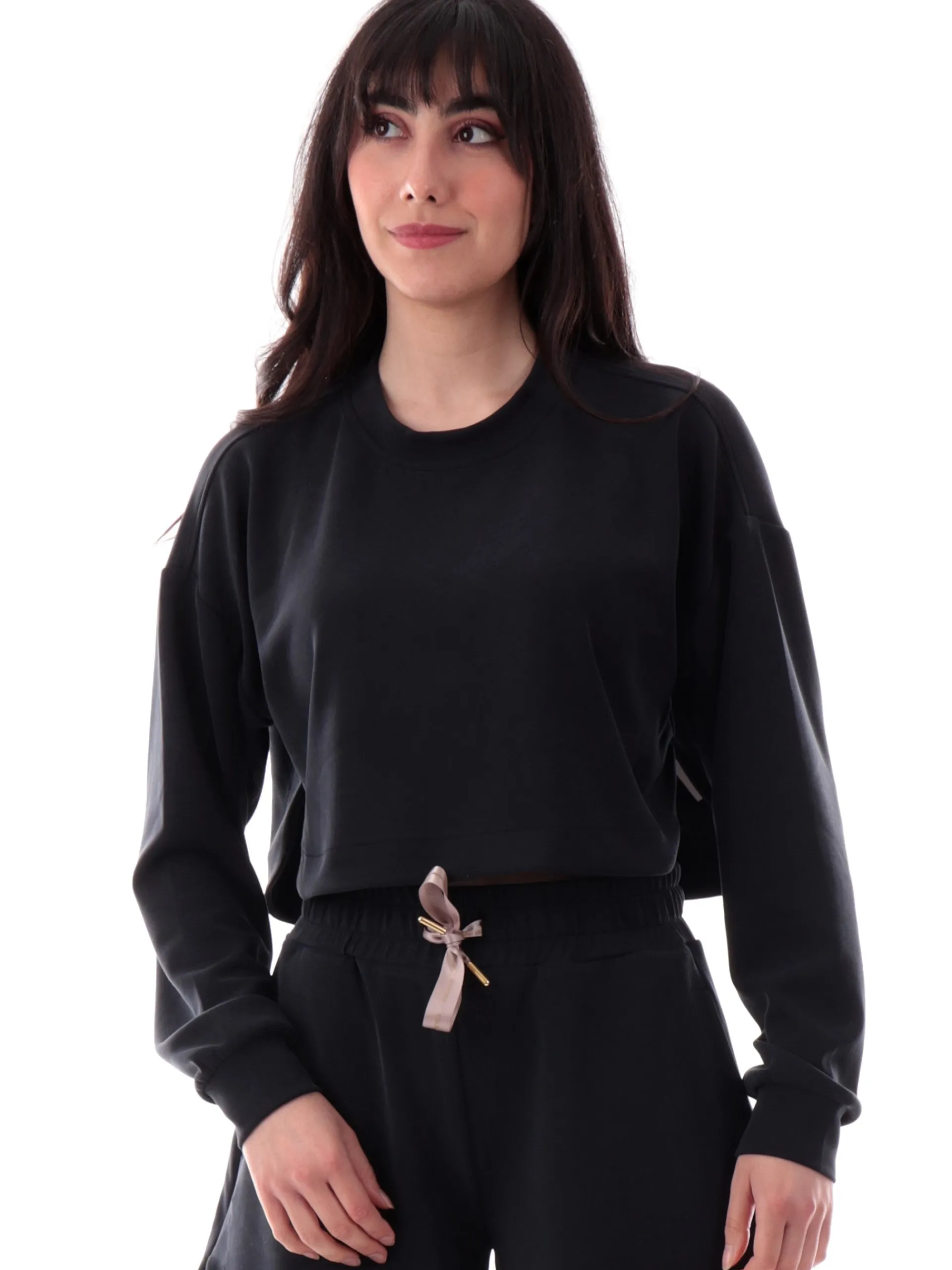 COLMAR Felpe*Felpa crop nera da donna girocollo 92291YH