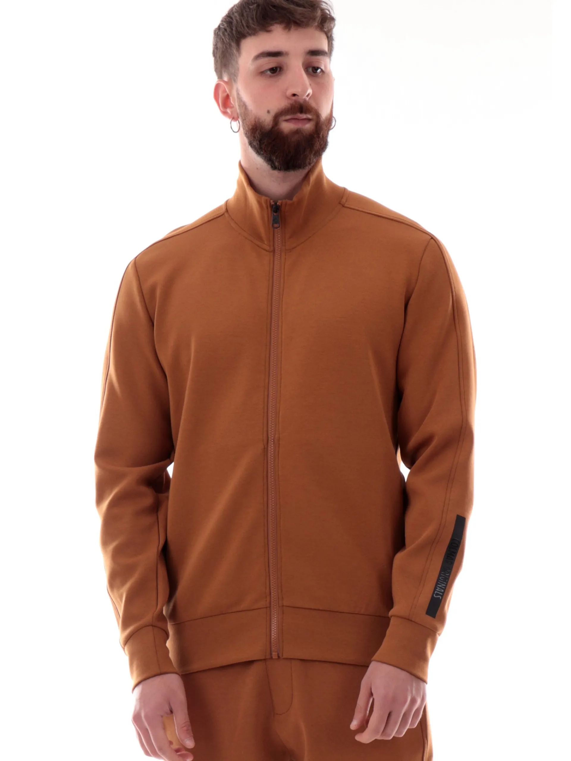 COLMAR Felpe*Felpa marrone da uomo full zip con logo sulla manica 61893YV