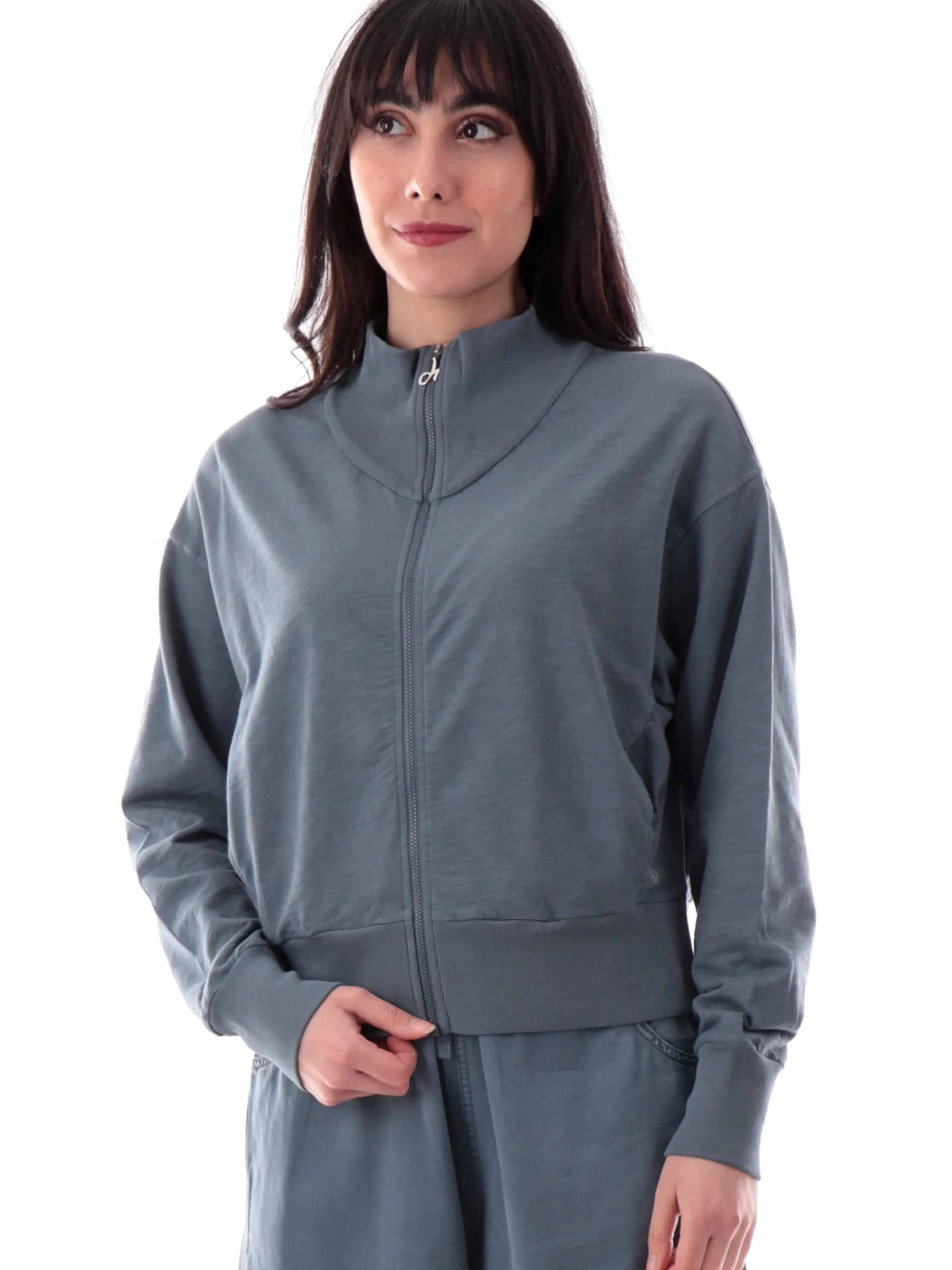 DEHA Felpe*Felpa blu da donna full zip crop D22332
