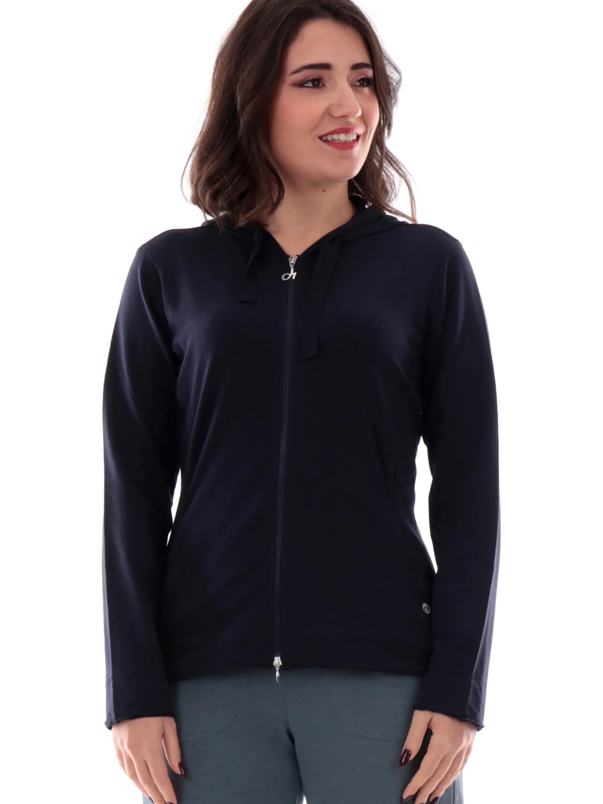 DEHA Felpe*Felpa blu da donna full zip con cappuccio A00552