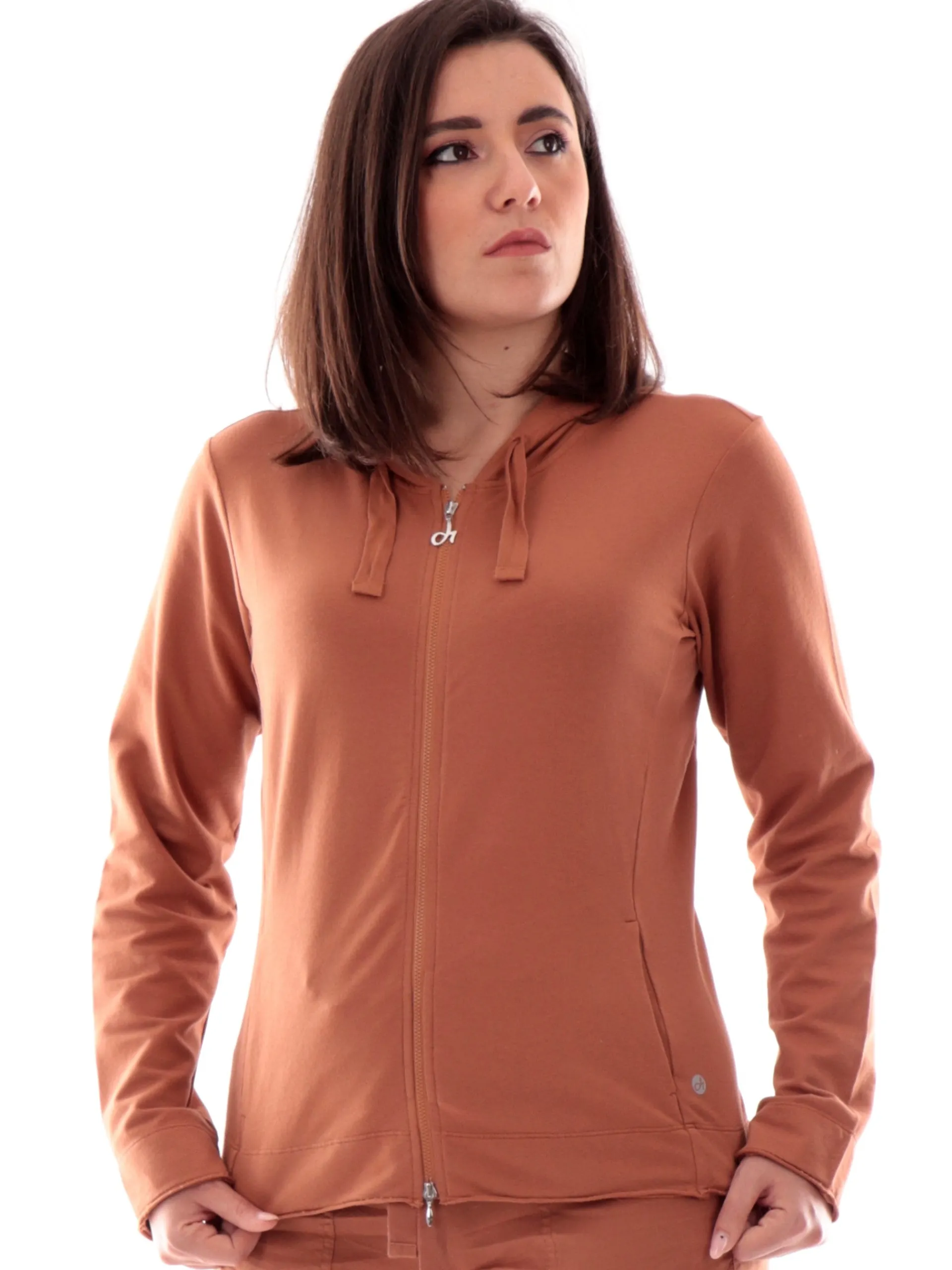 DEHA Felpe*Felpa marrone da donna full zip con cappuccio A00552
