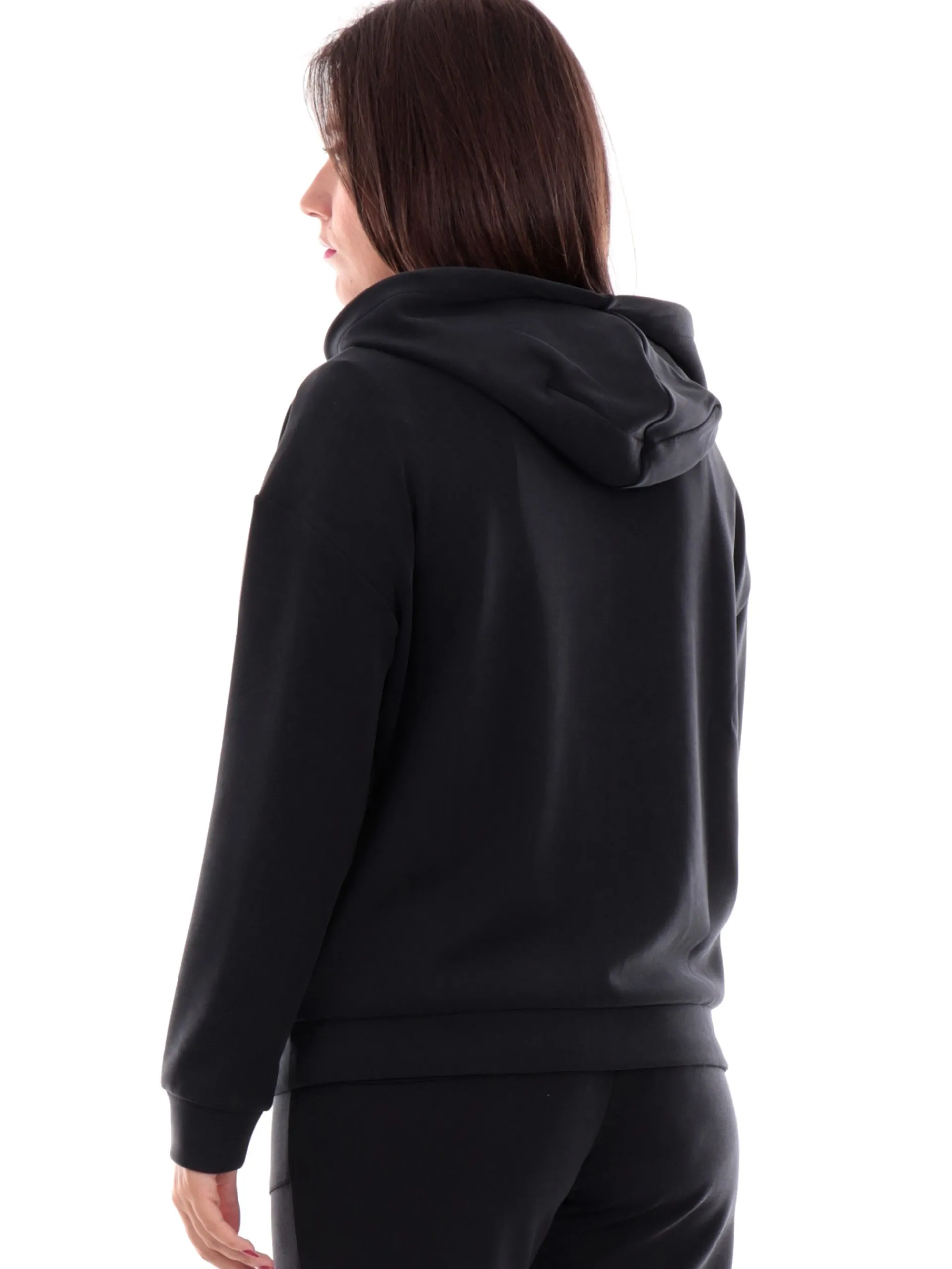 EMPORIO ARMANI 7 Felpe*Felpa EA7 Emporio Armani Nera da donna con cappuccio 6DTM08TJZBZ