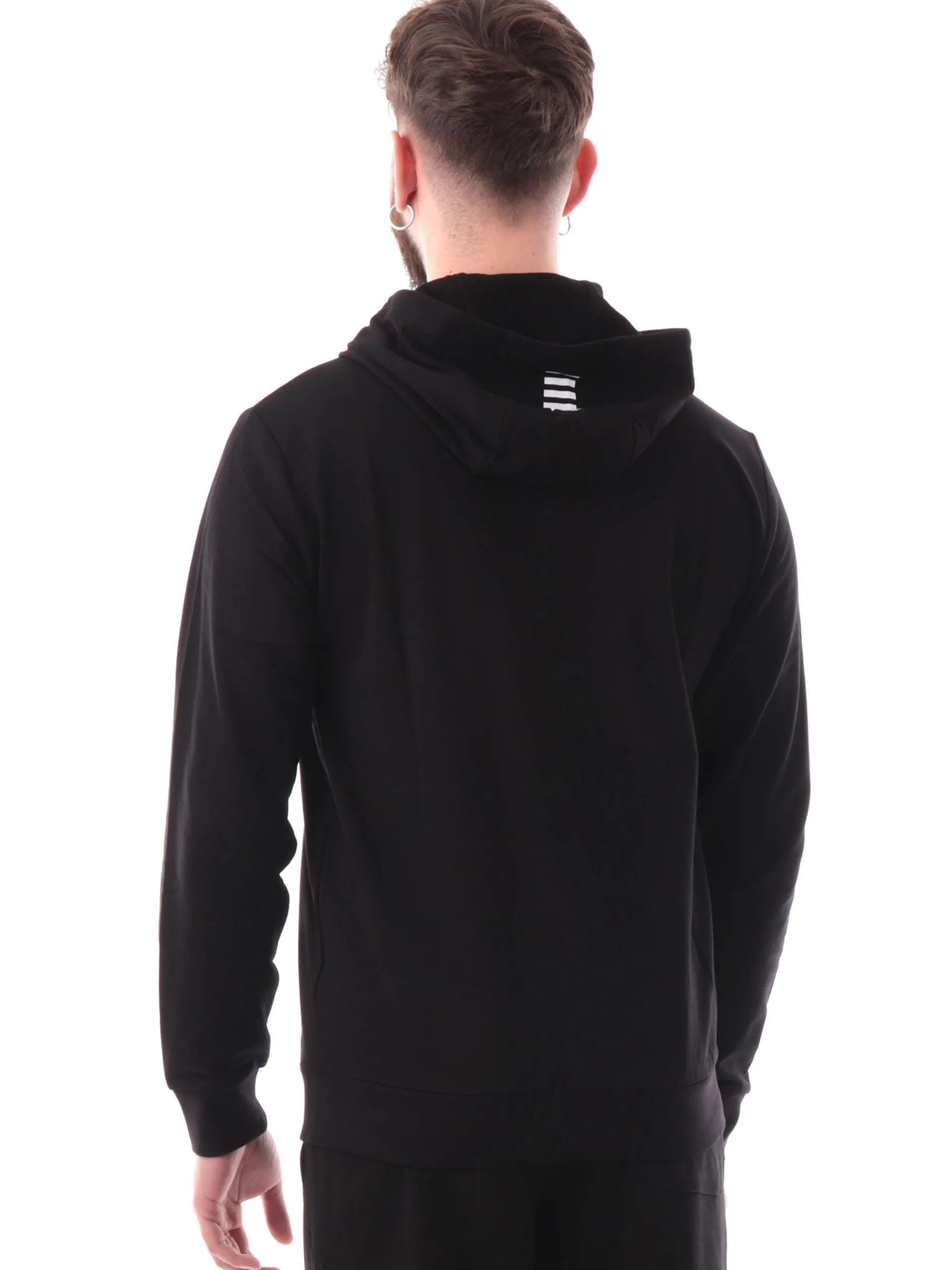 EMPORIO ARMANI 7 Felpe*Felpa EA7 nera da uomo con cappuccio e logo bianco 8NPM32PJVRZ1200
