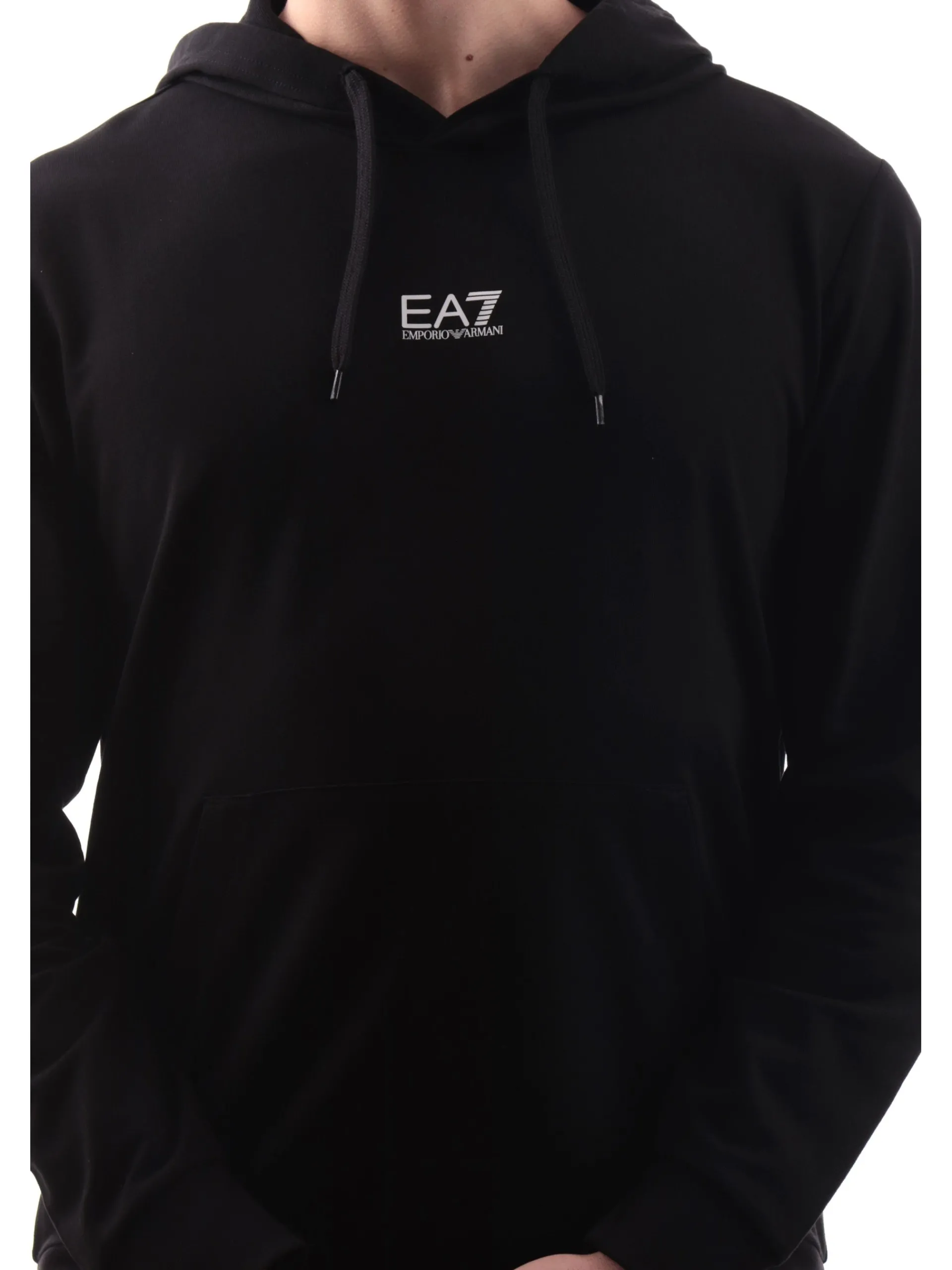 EMPORIO ARMANI 7 Felpe*Felpa EA7 nera da uomo con cappuccio e logo bianco 8NPM32PJVRZ1200
