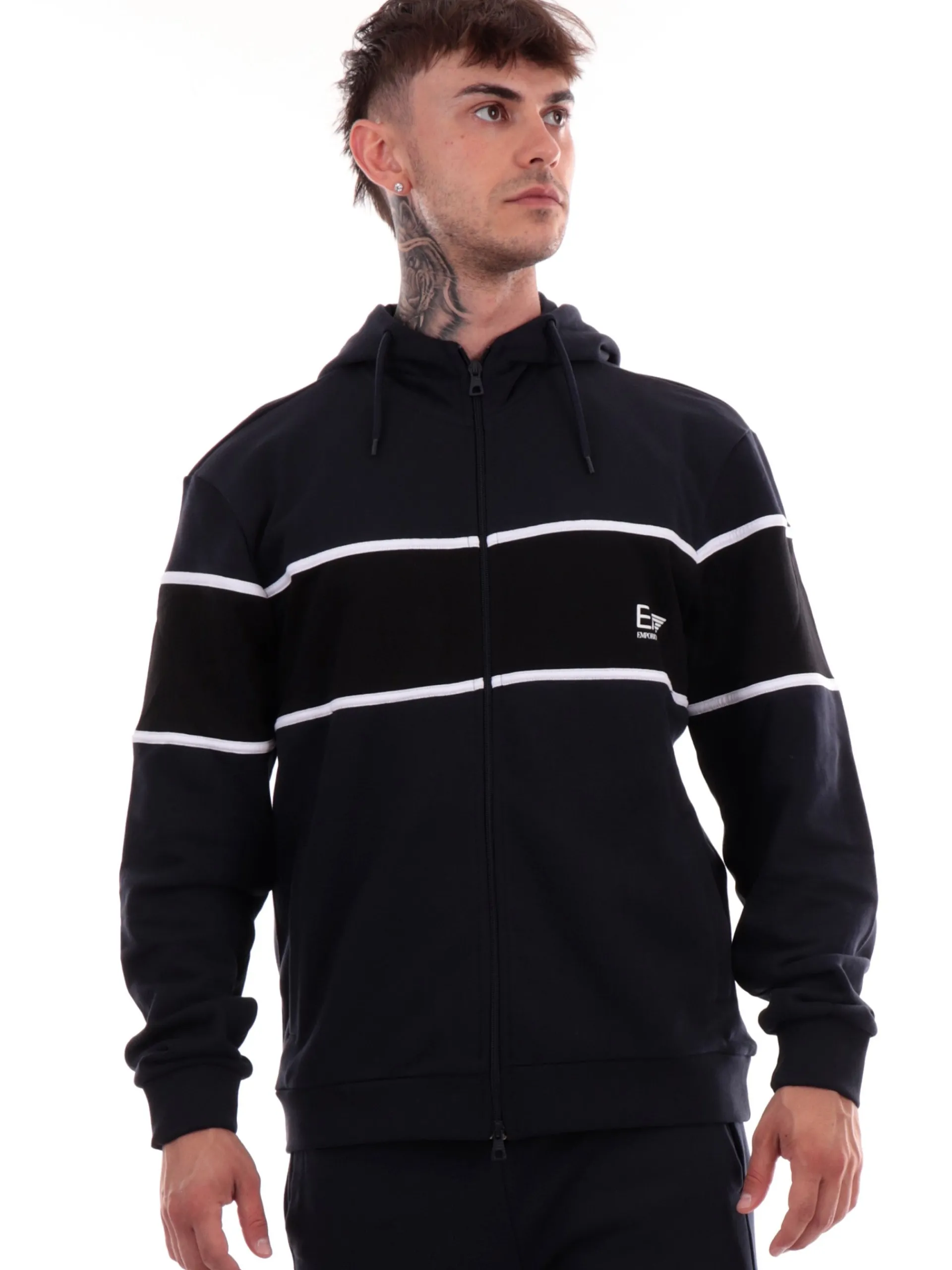 EMPORIO ARMANI 7 Felpe*Felpa Emporio Armani blu da uomo con cappuccio e zip 6DPM81PJTKZ