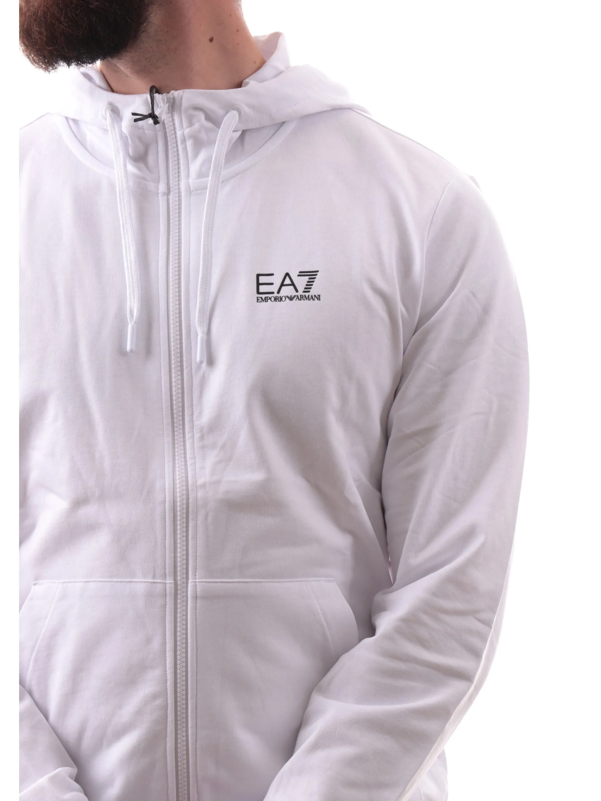 EMPORIO ARMANI 7 Felpe*Felpa Emporio Armani EA7 bianca da uomo full zip con cappuccio 7M000568AF13512 M0003