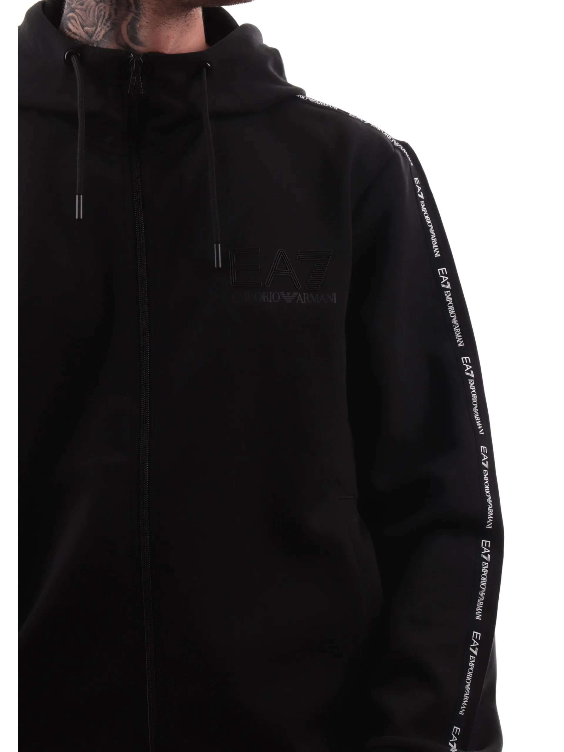 EMPORIO ARMANI 7 Felpe*Felpa Emporio Armani EA7 nera da uomo full zip 6DPM91PJZZZ