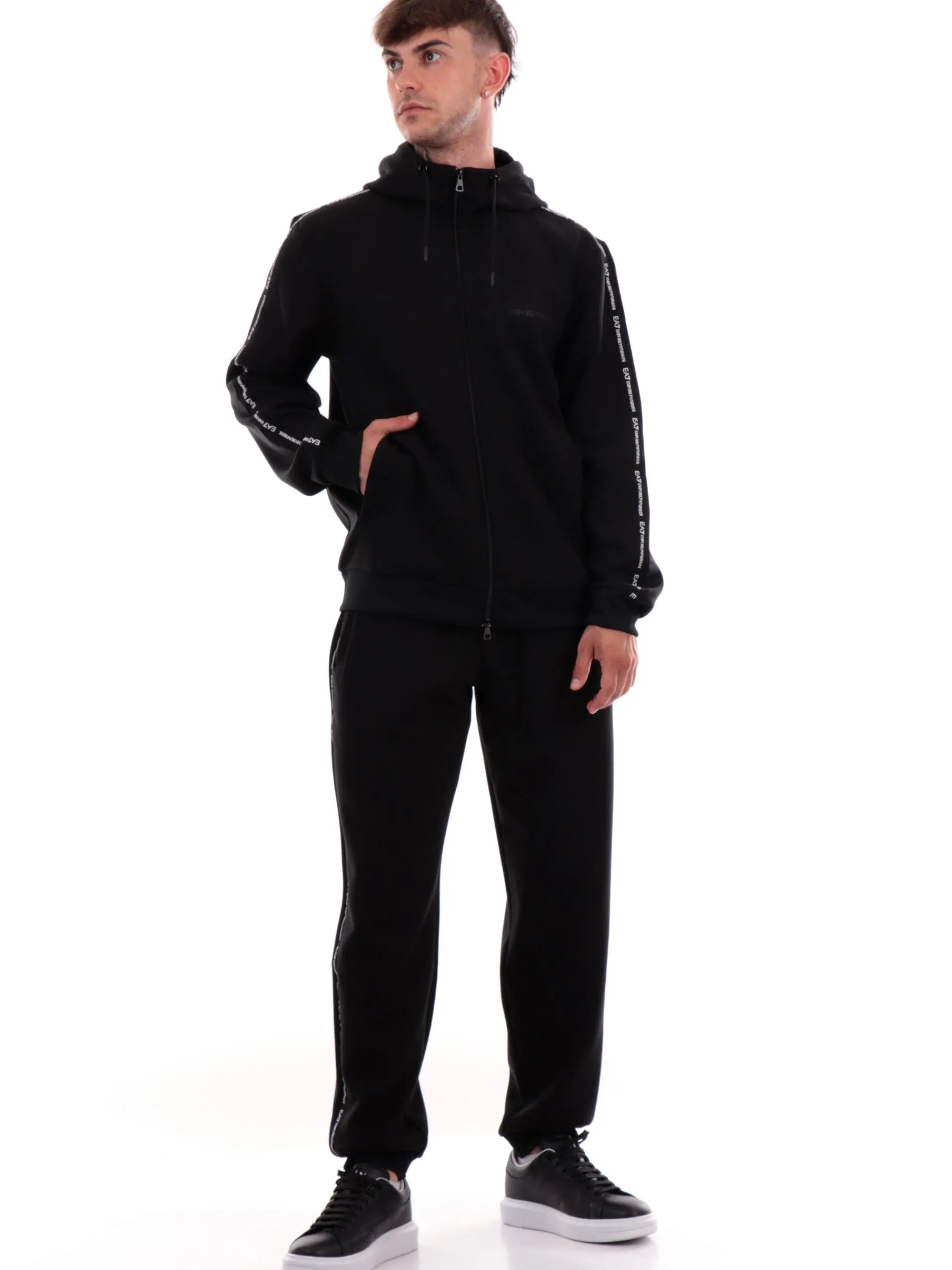 EMPORIO ARMANI 7 Felpe*Felpa Emporio Armani EA7 nera da uomo full zip 6DPM91PJZZZ