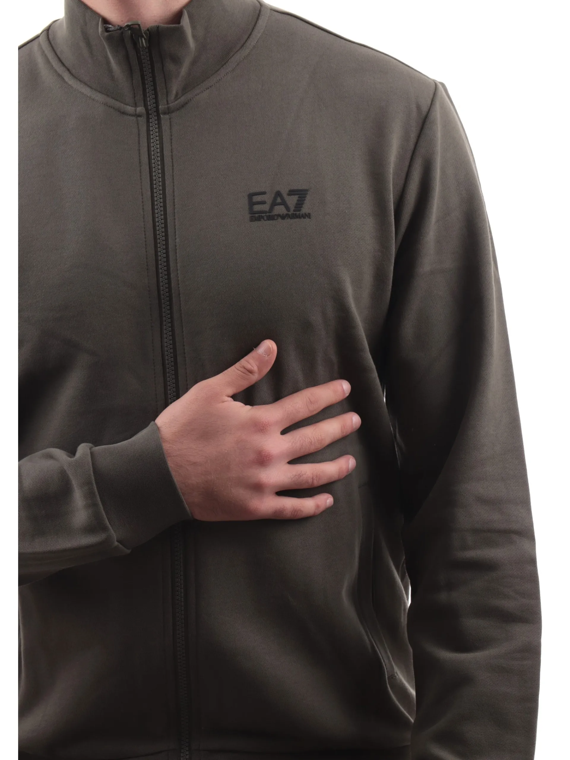 EMPORIO ARMANI 7 Felpe*Felpa Emporio Armani EA7 verde da uomo full zip 8NPM36PJVTZ