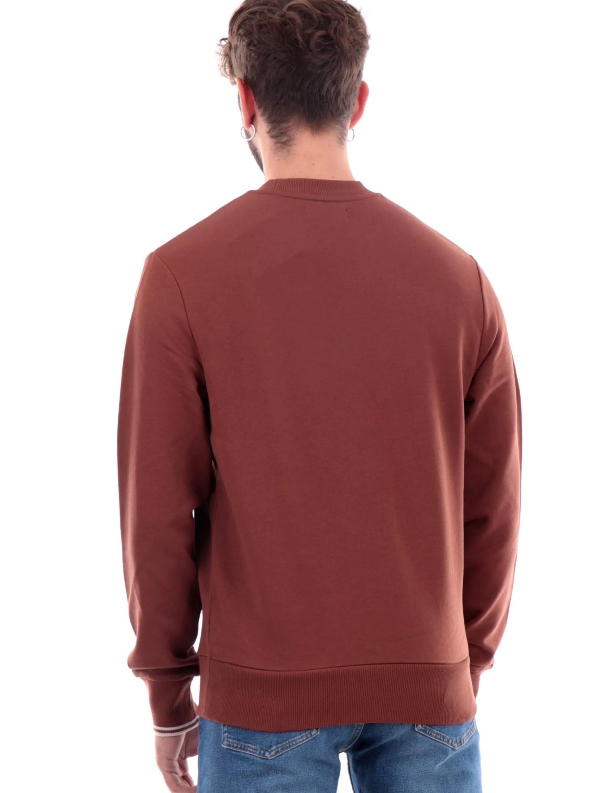 FRED PERRY Felpe*Felpa marrone da uomo girocollo M7535