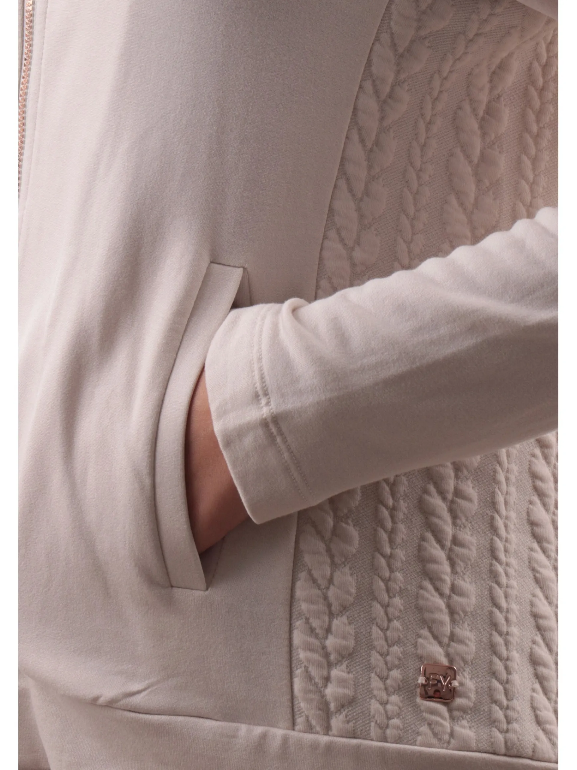 FREDDY Felpe*Felpa beige da donna full zip collo alto F4WSLS2