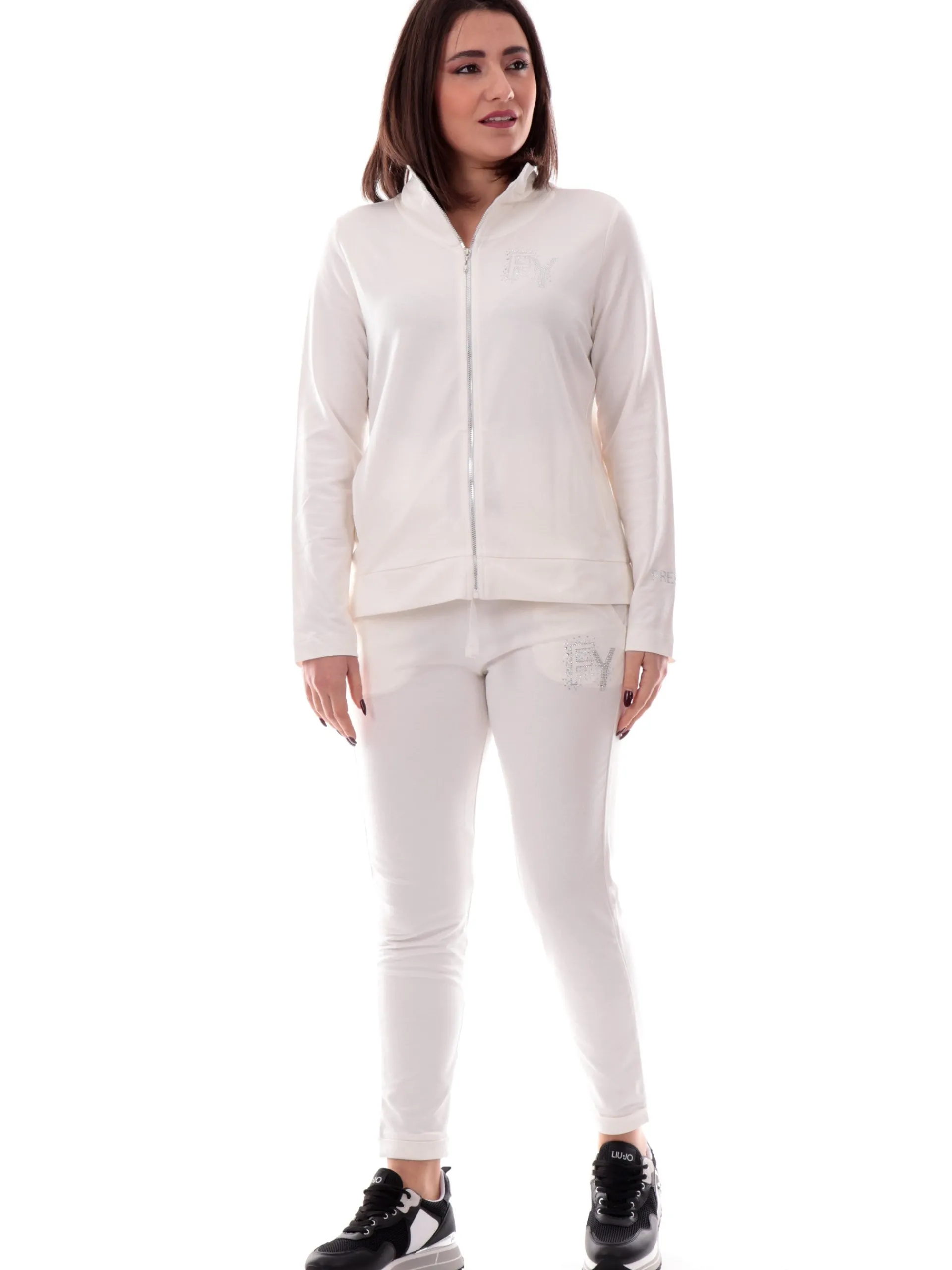 FREDDY Felpe*Felpa bianca da donna full zip logo con strass S25WCXS3