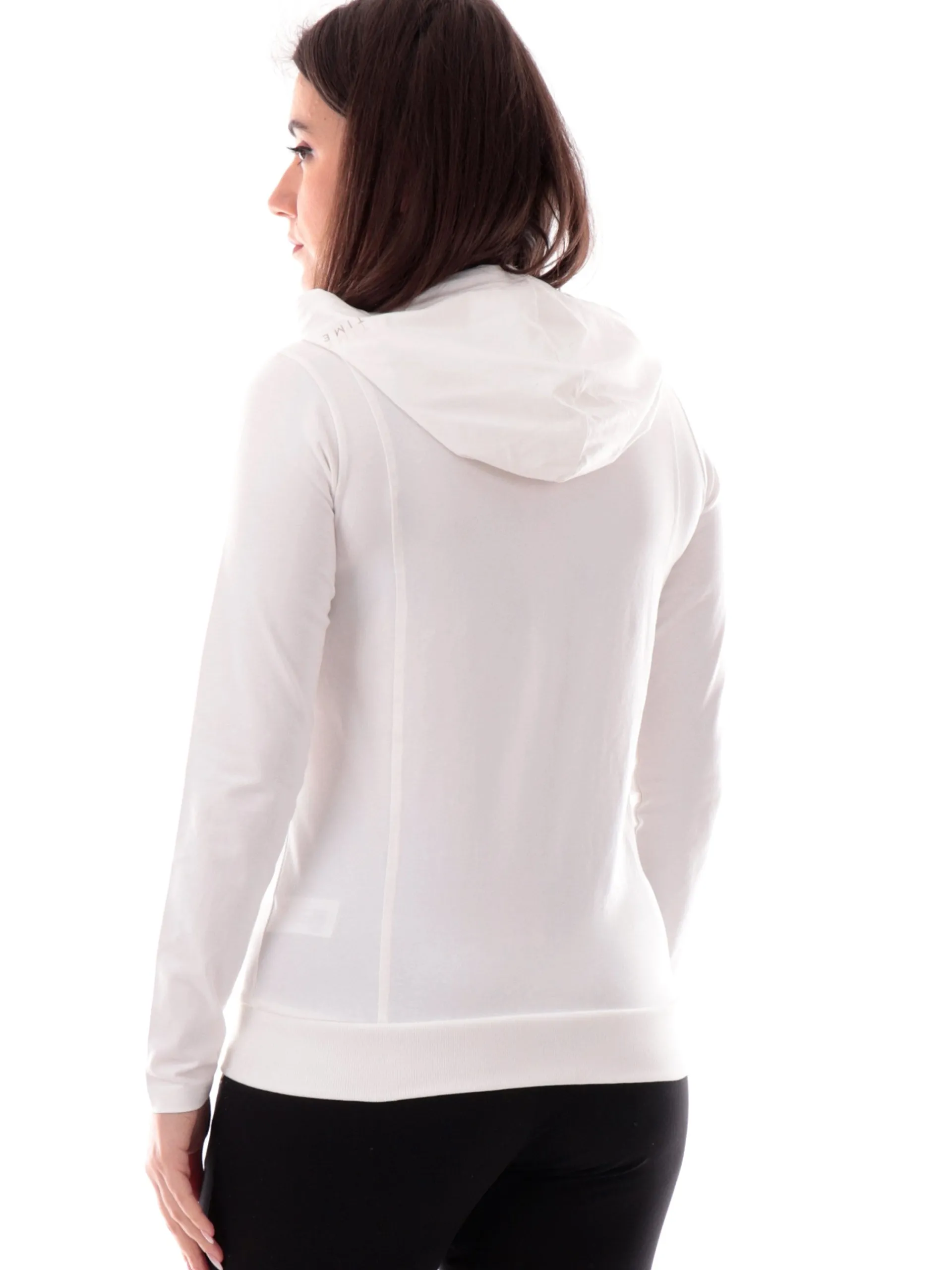 FREDDY Felpe*Felpa bianca full zip con cappuccio da donna logo strass S25WCRS3