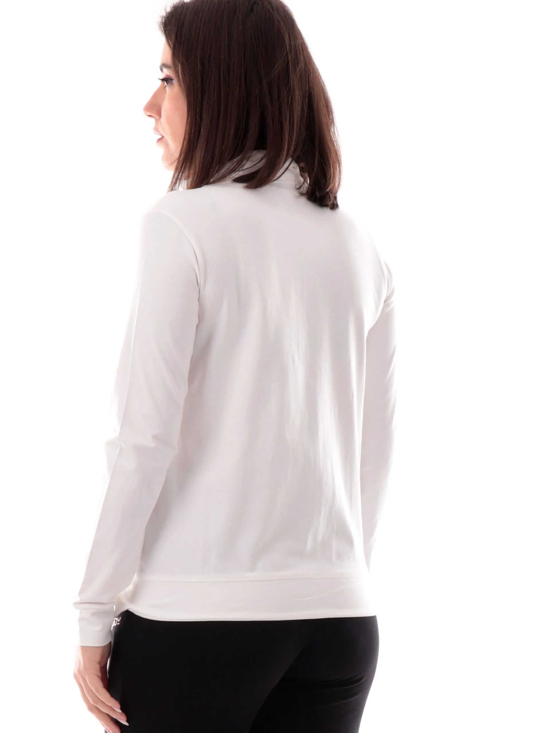 FREDDY Felpe*Felpa bianca full zip collo alto da donna logo strass S25WCRS2
