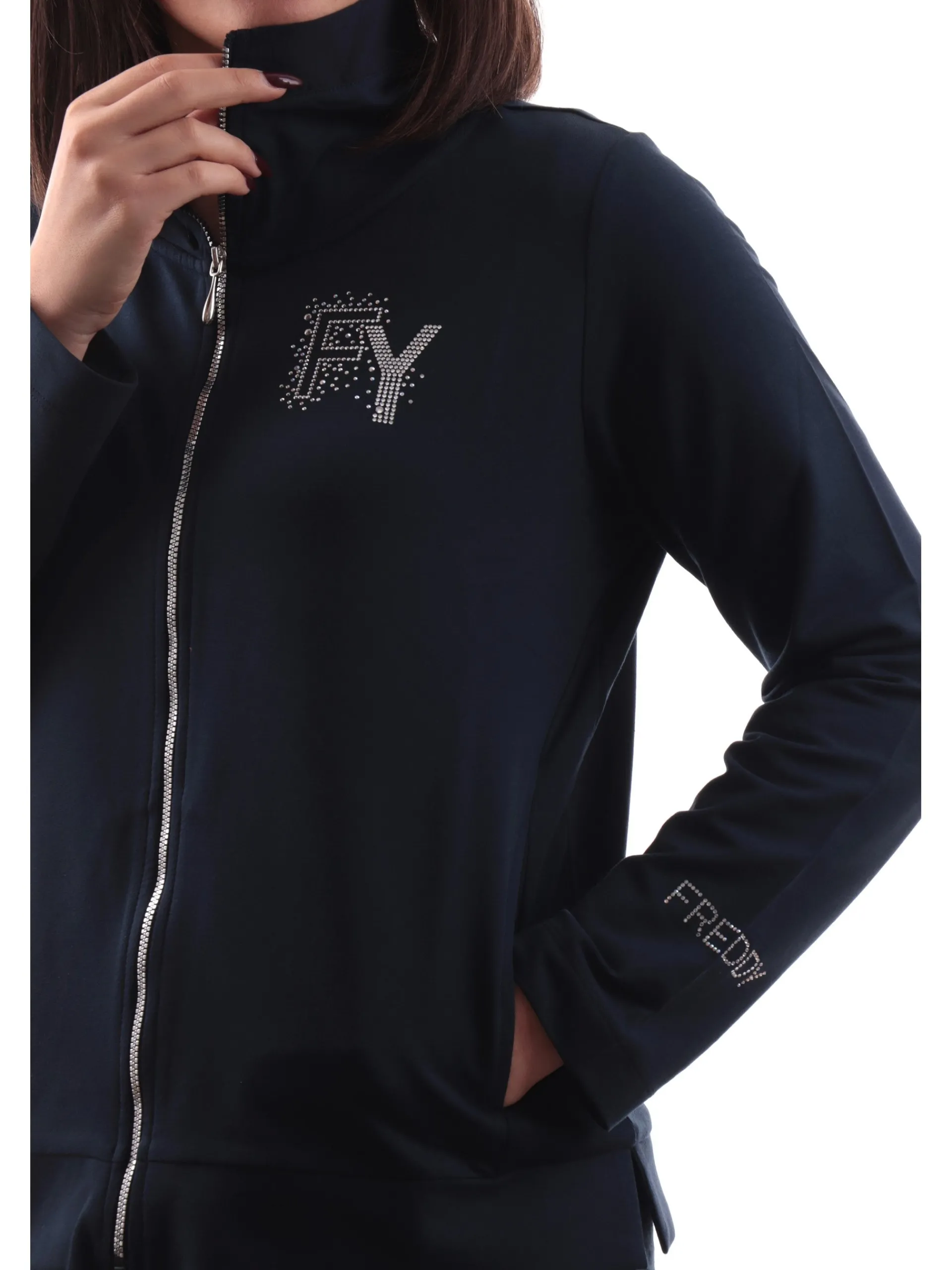 FREDDY Felpe*Felpa blu da donna full zip logo con strass S25WCXS3