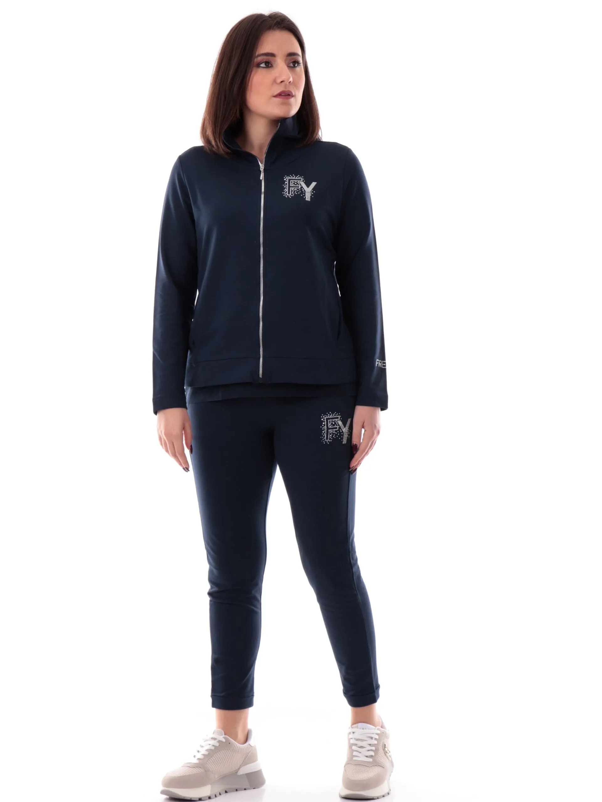 FREDDY Felpe*Felpa blu da donna full zip logo con strass S25WCXS3
