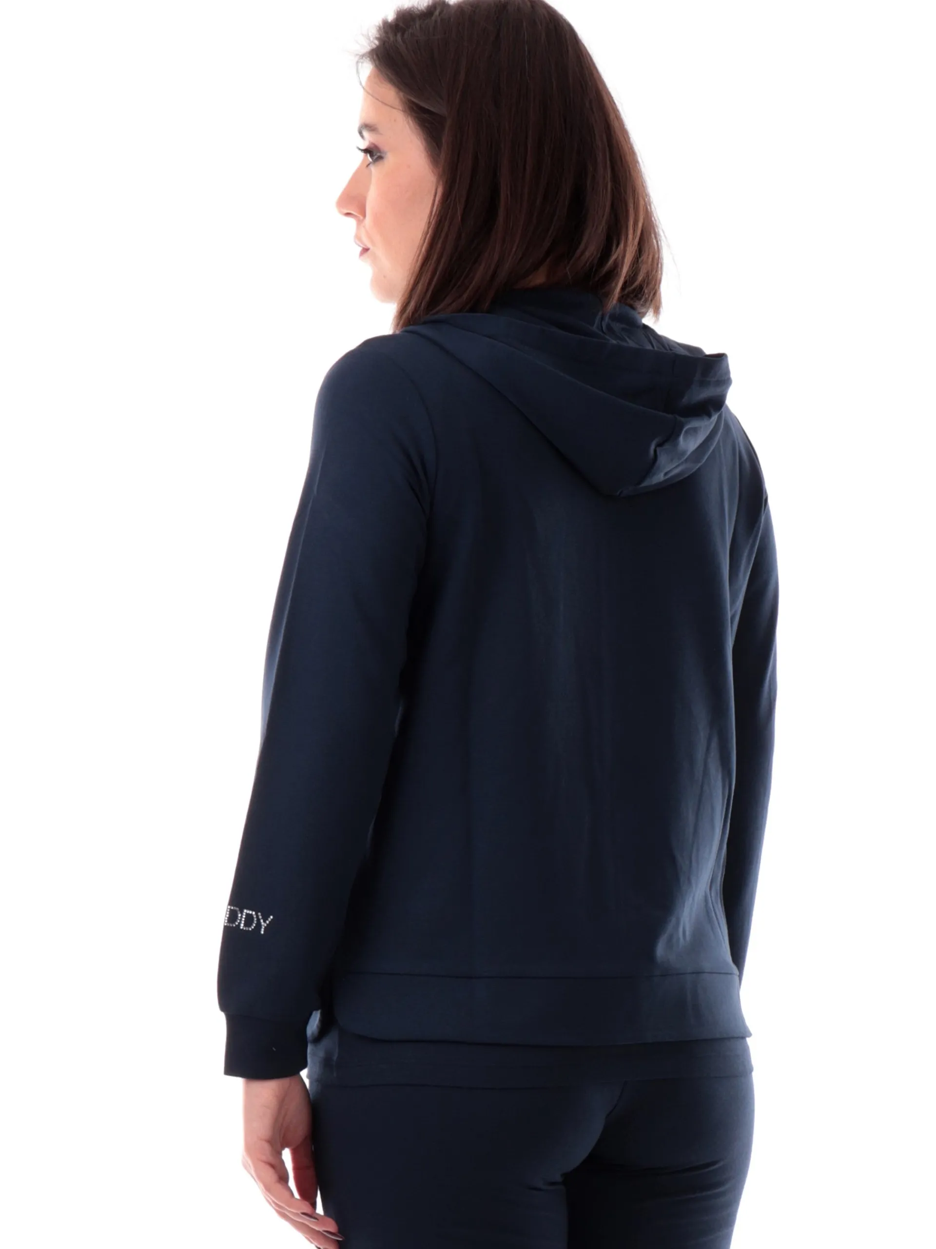 FREDDY Felpe*Felpa blu da donna con cappuccio e logo con strass S25WCXS1