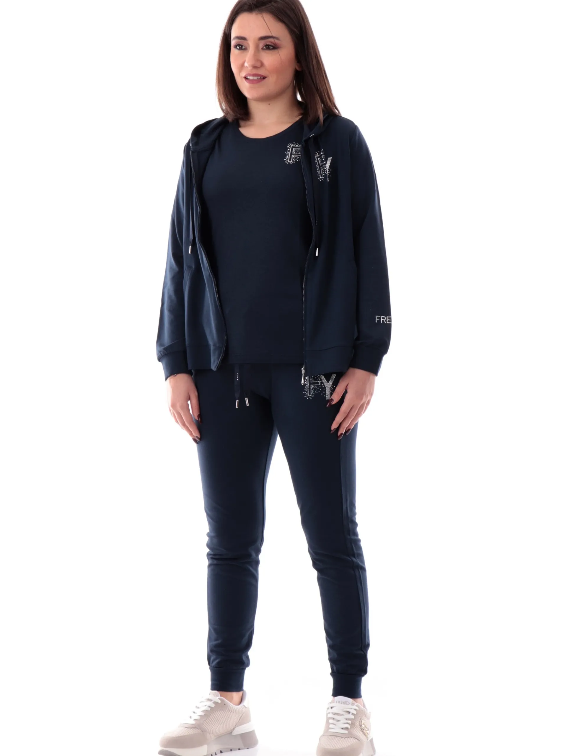 FREDDY Felpe*Felpa blu da donna con cappuccio e logo con strass S25WCXS1