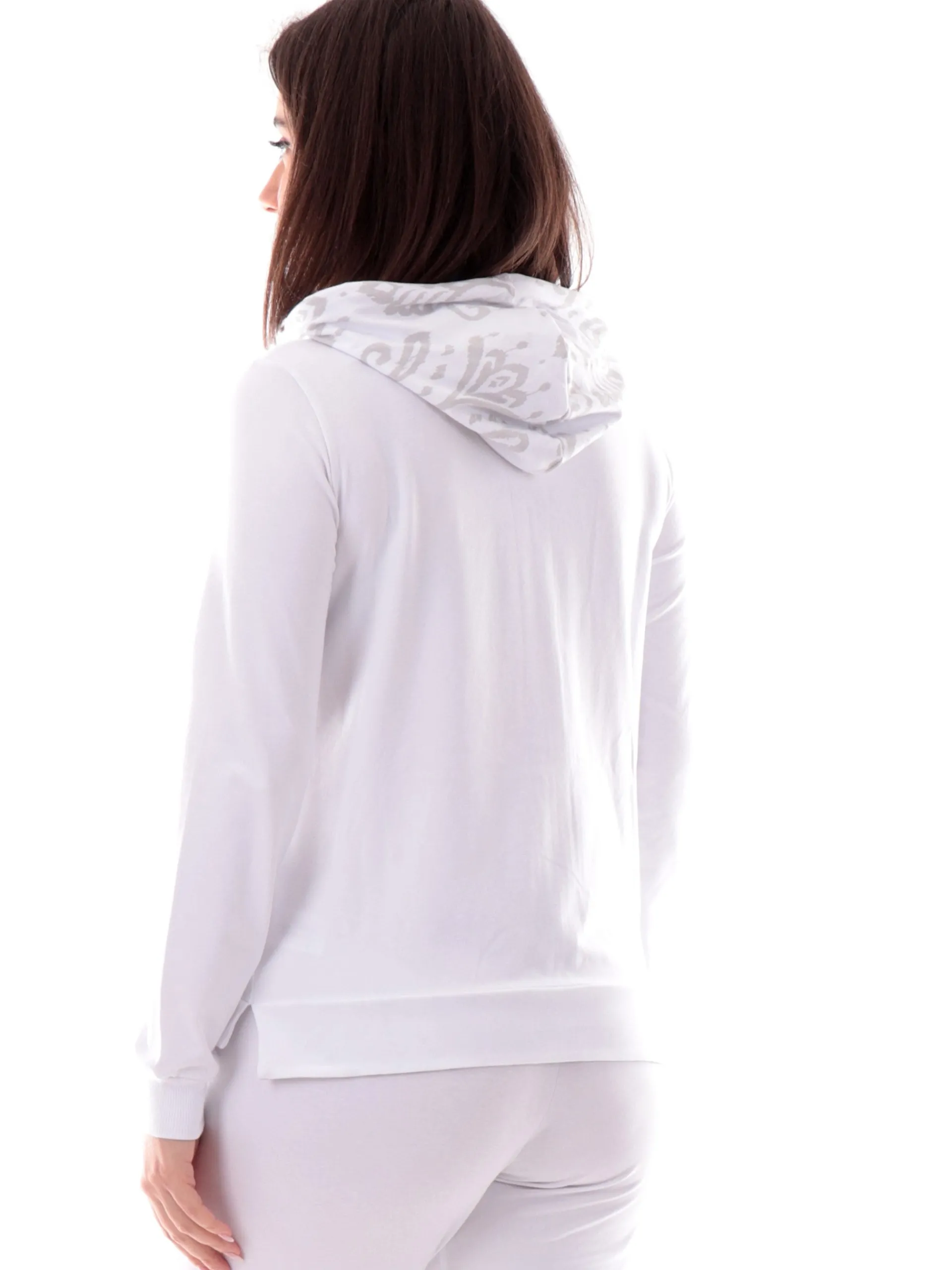 FREDDY Felpe*Felpa cappuccio animalier bianca da donna logo oro S25WTRS2