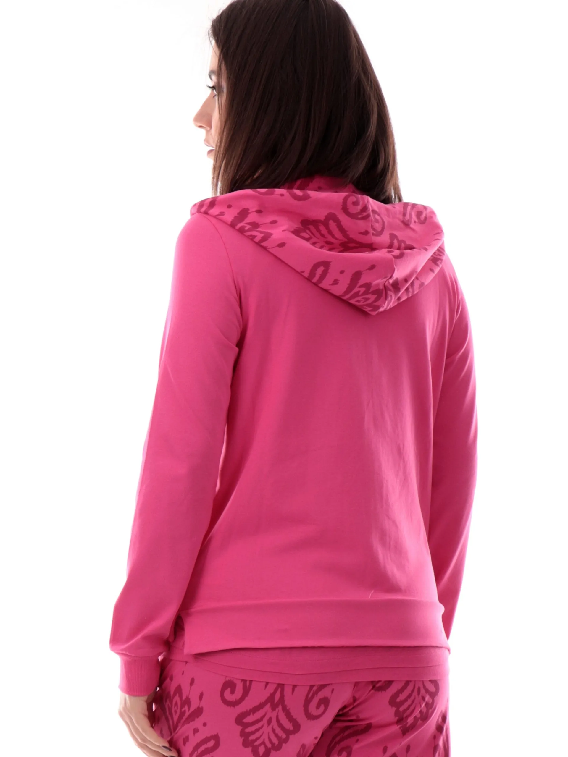 FREDDY Felpe*Felpa cappuccio animalier fucsia da donna logo oro S25WTRS2
