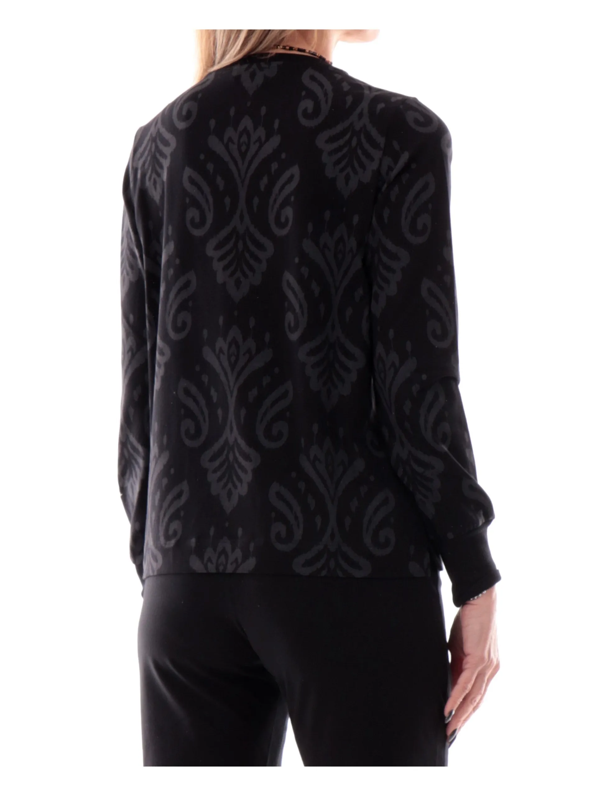 FREDDY Felpe*Felpa girocollo nera da donna fantasia foulard S25WTRS6C IKATN
