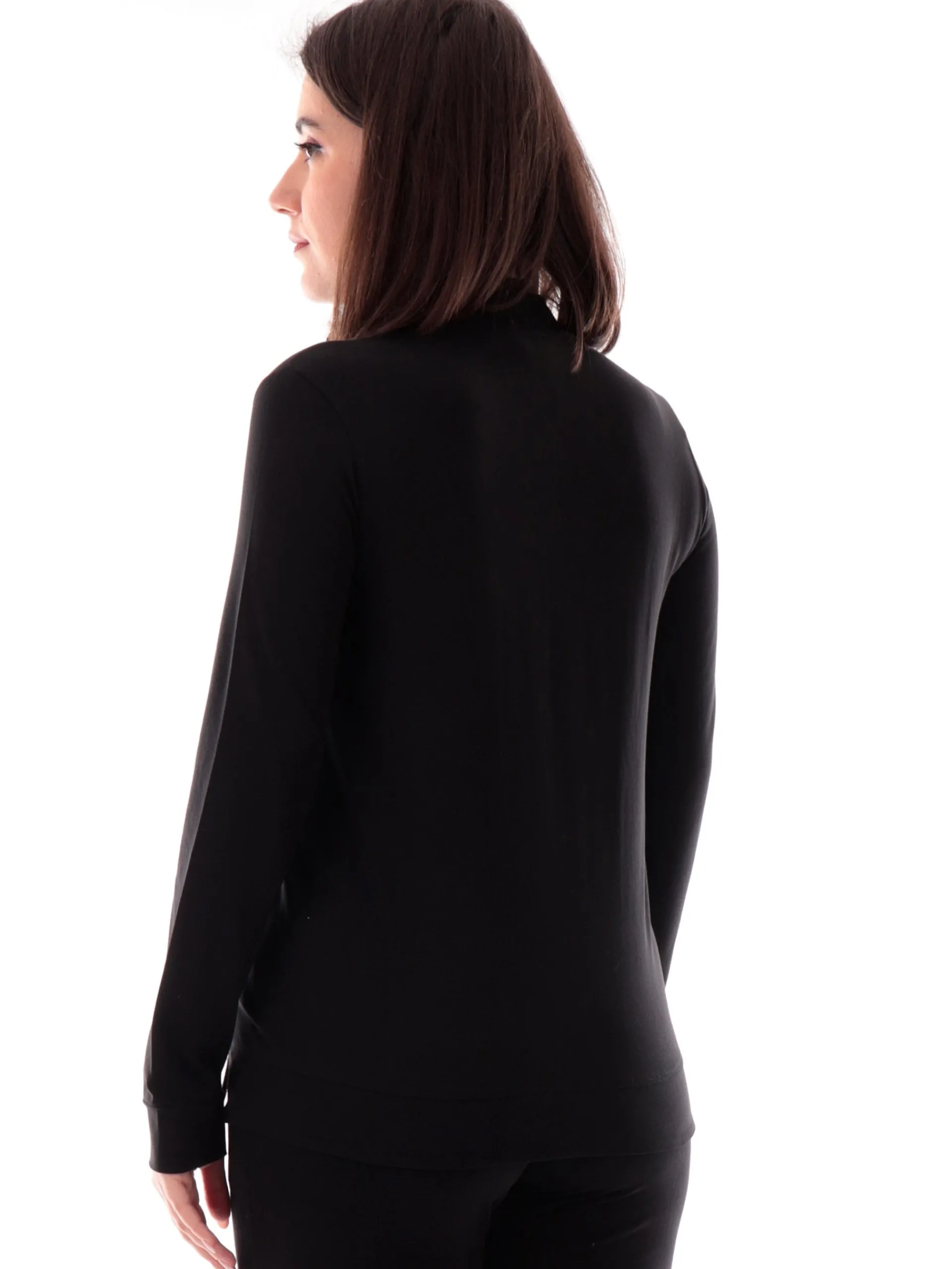 FREDDY Felpe*Felpa nera full zip collo alto da donna logo strass S25WCRS2