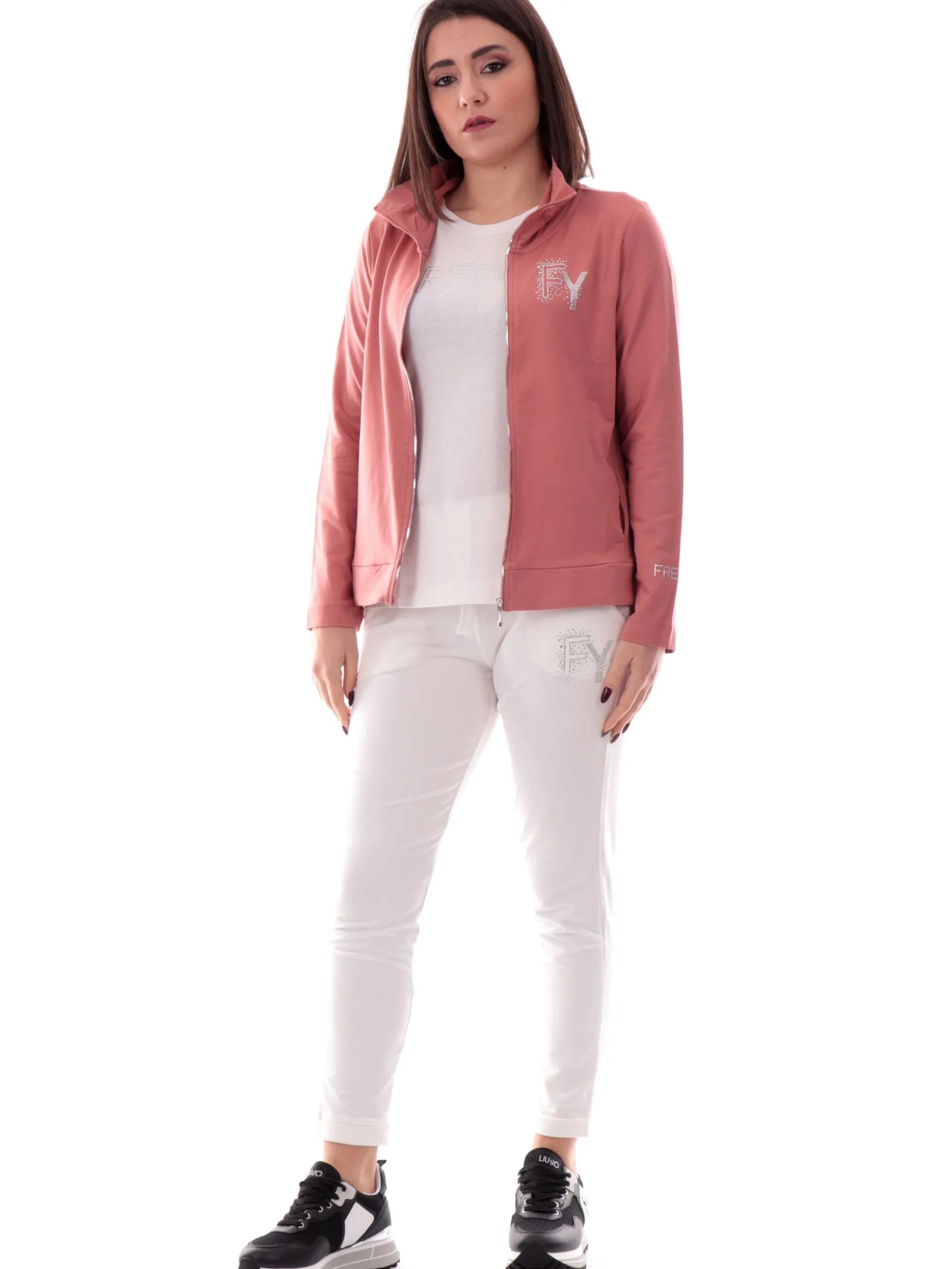 FREDDY Felpe*Felpa rosa da donna full zip logo con strass S25WCXS3