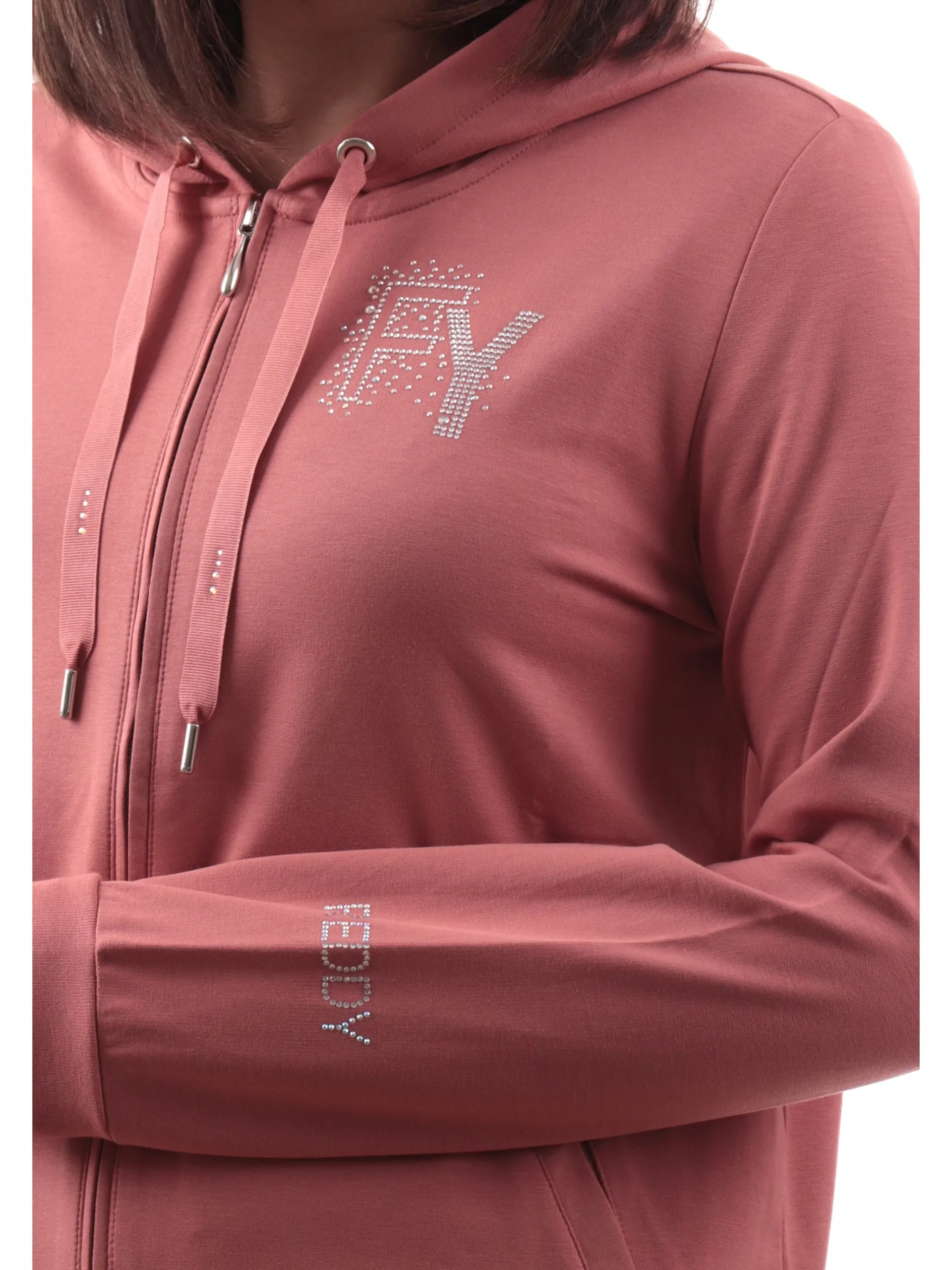 FREDDY Felpe*Felpa rosa da donna con cappuccio e logo con strass S25WCXS1