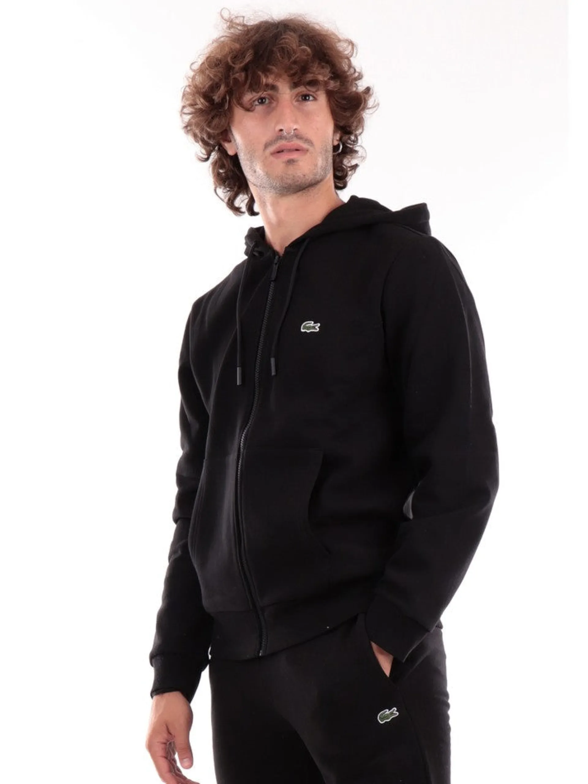 LACOSTE Felpe*Felpa nera da uomo SH9626