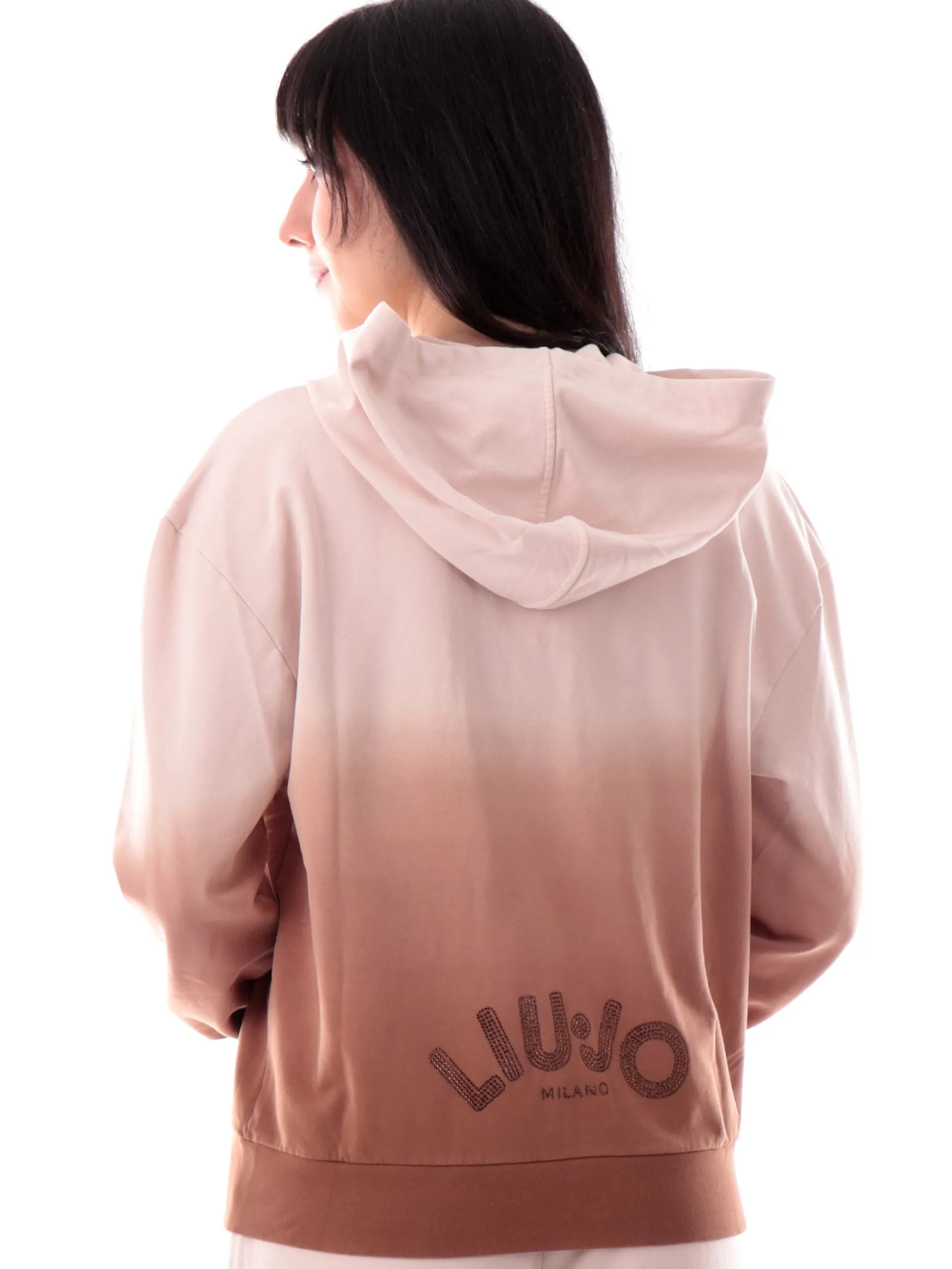 LIU JO SPORT Felpe*Felpa Liu Jo rosa cipria da donna full zip con cappuccio TA5113FS090